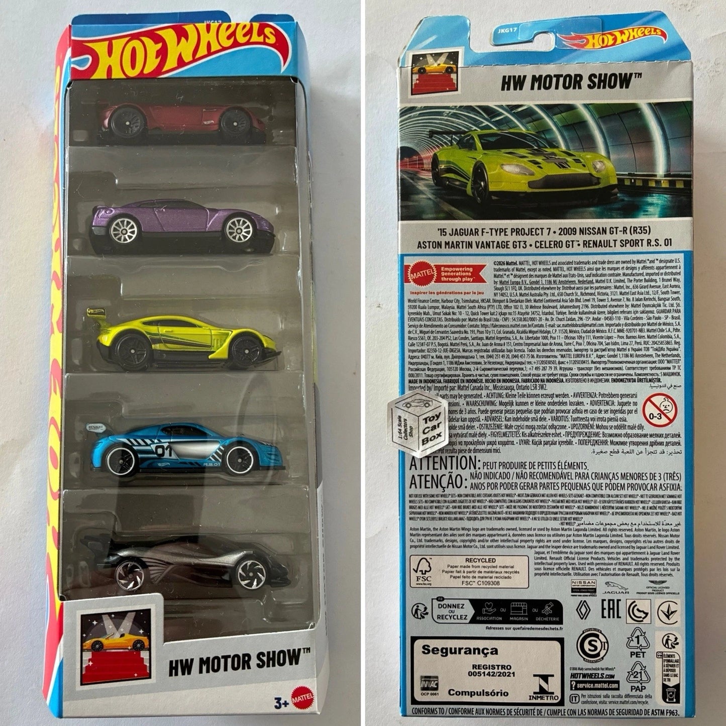 2026 HOT WHEELS 5 Pack - Motor Show (Jag F-Type, Nissan GT-R, Aston & RS01) F48