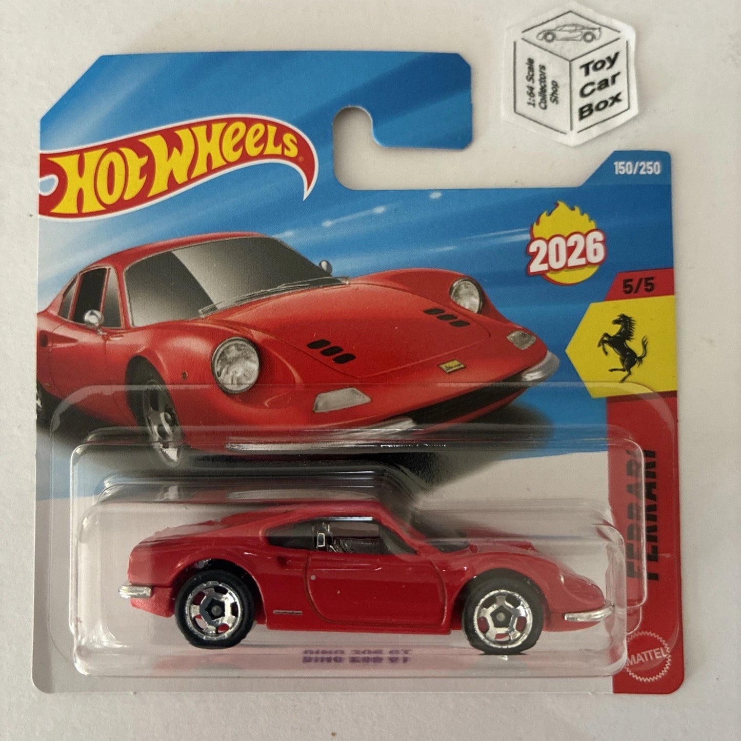 2026 HOT WHEELS #150 - Ferrari Dino 206 GT (Red #5 Ferrari - Short Card) C75