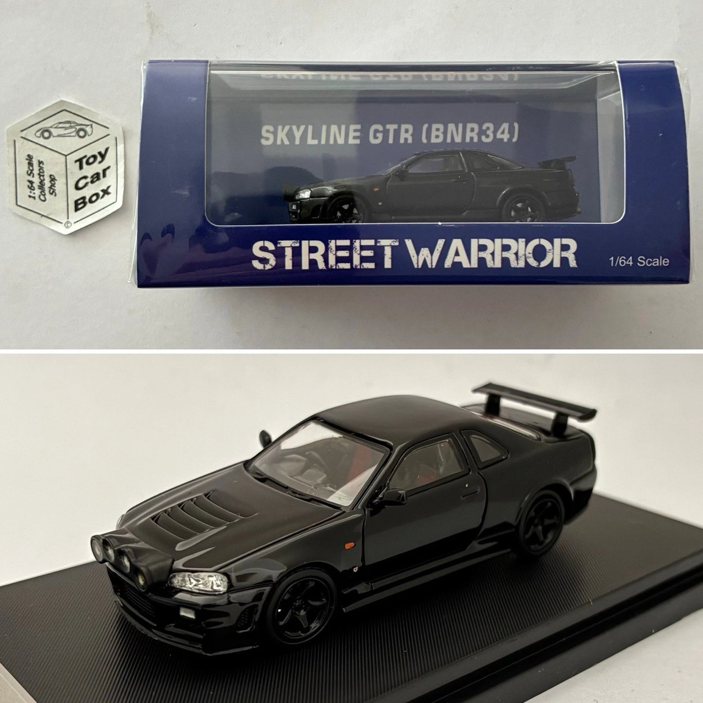 STREET WARRIOR - Nissan GT-R R34 (Black - 1/64 Scale - Display Case) V13g