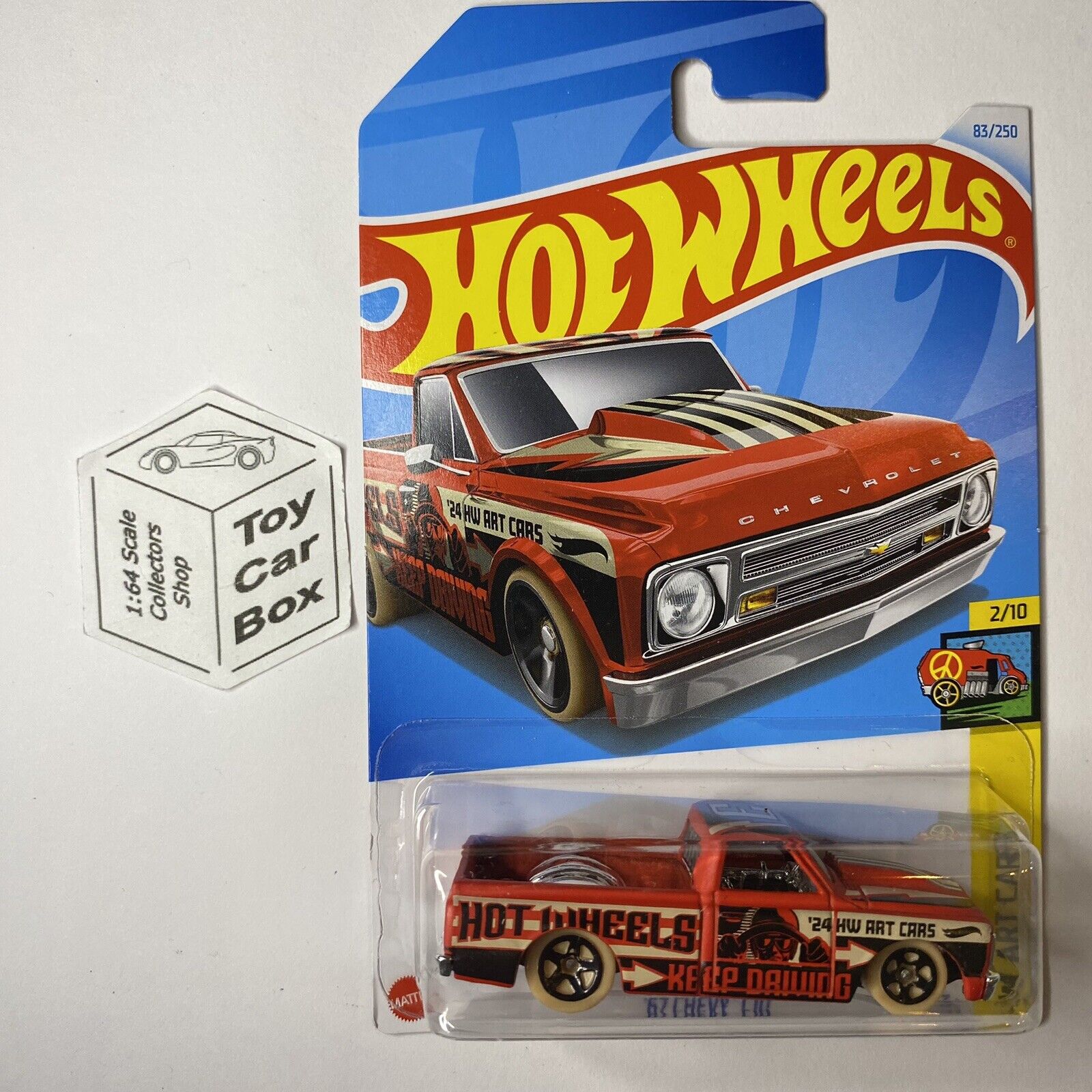 2024 HOT WHEELS 83 67 Chevy C10 Red 2 HW Art Cars Long Card A80