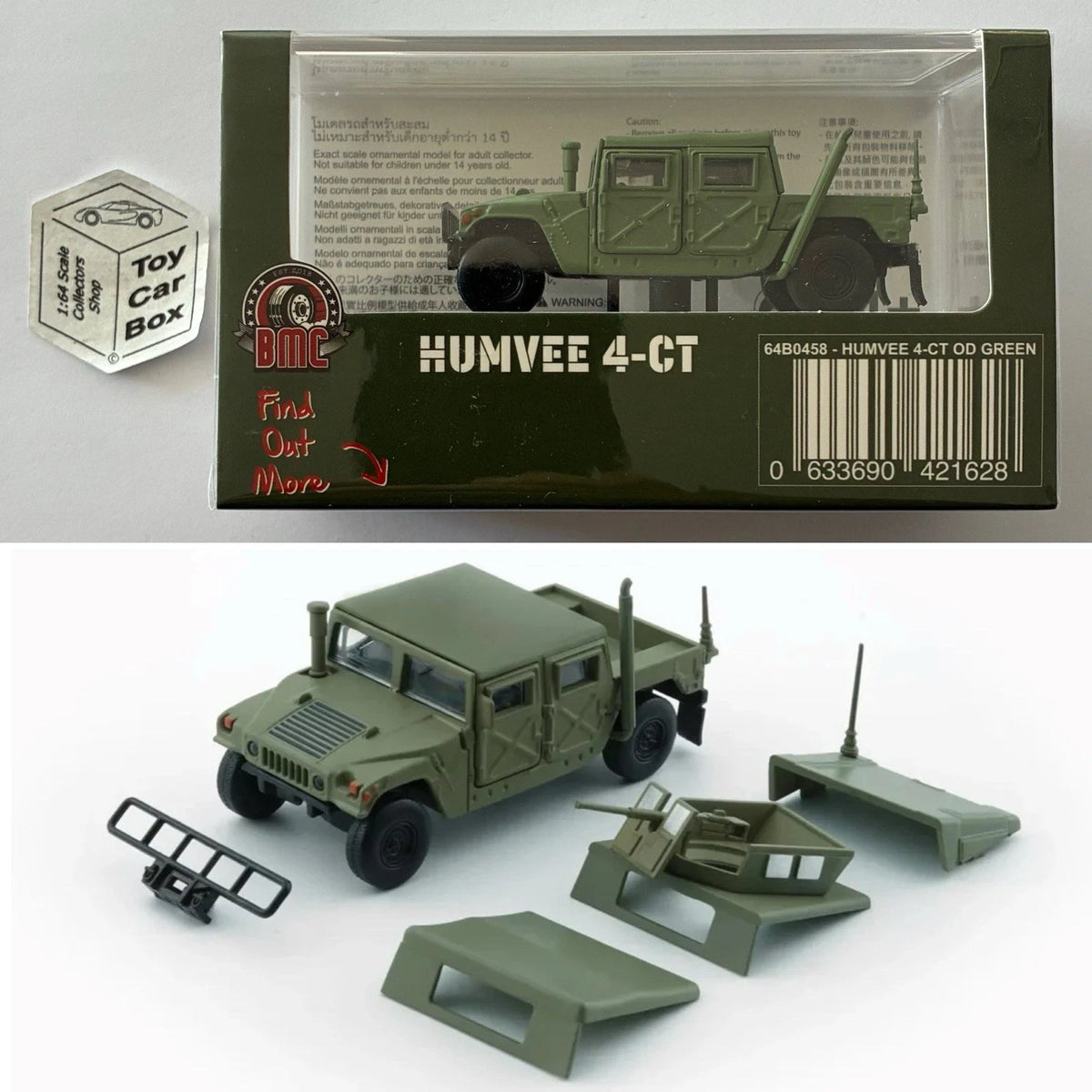 BM CREATIONS - Humvee 4-CT (1:64 Scale - OD Green - Sealed Box) P50g