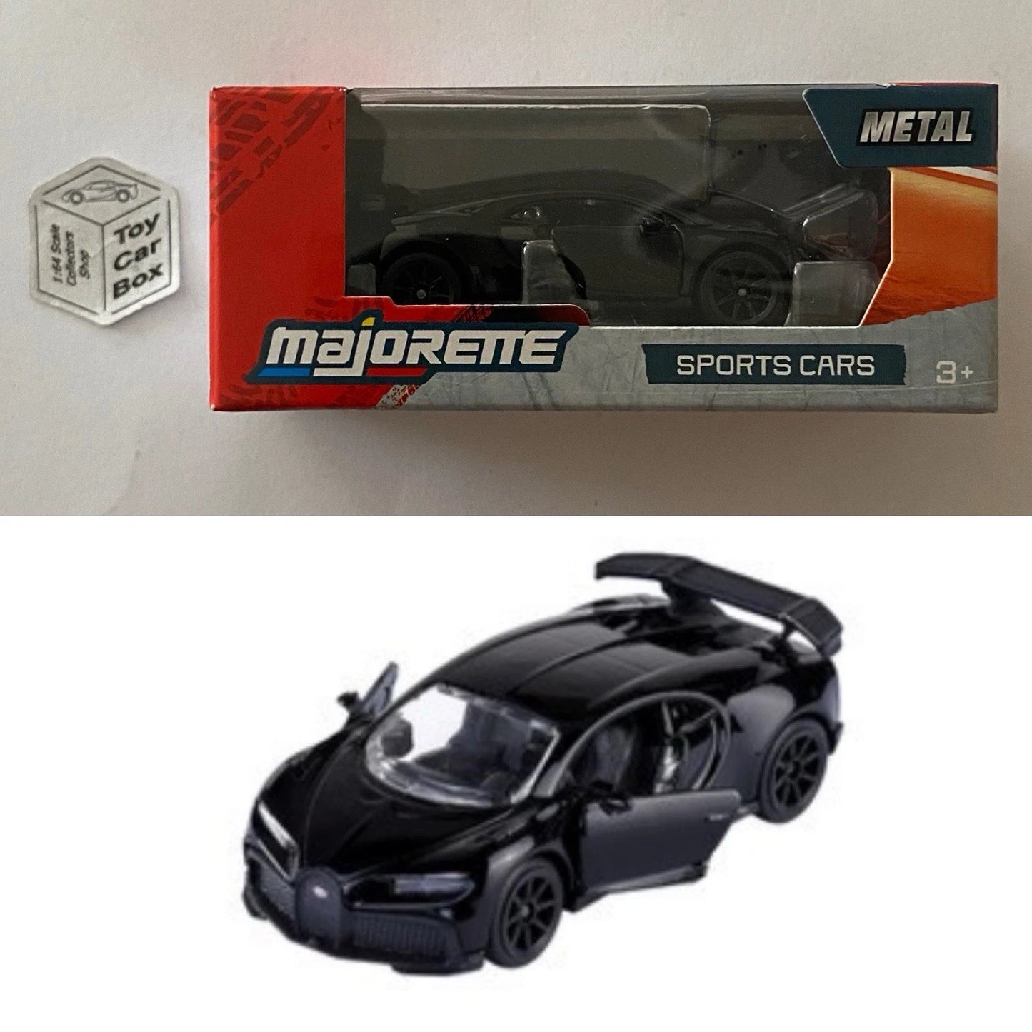 MAJORETTE - Bugatti Chiron (Gloss Black - Sports Cars Box) 1/64 Scale* - E38