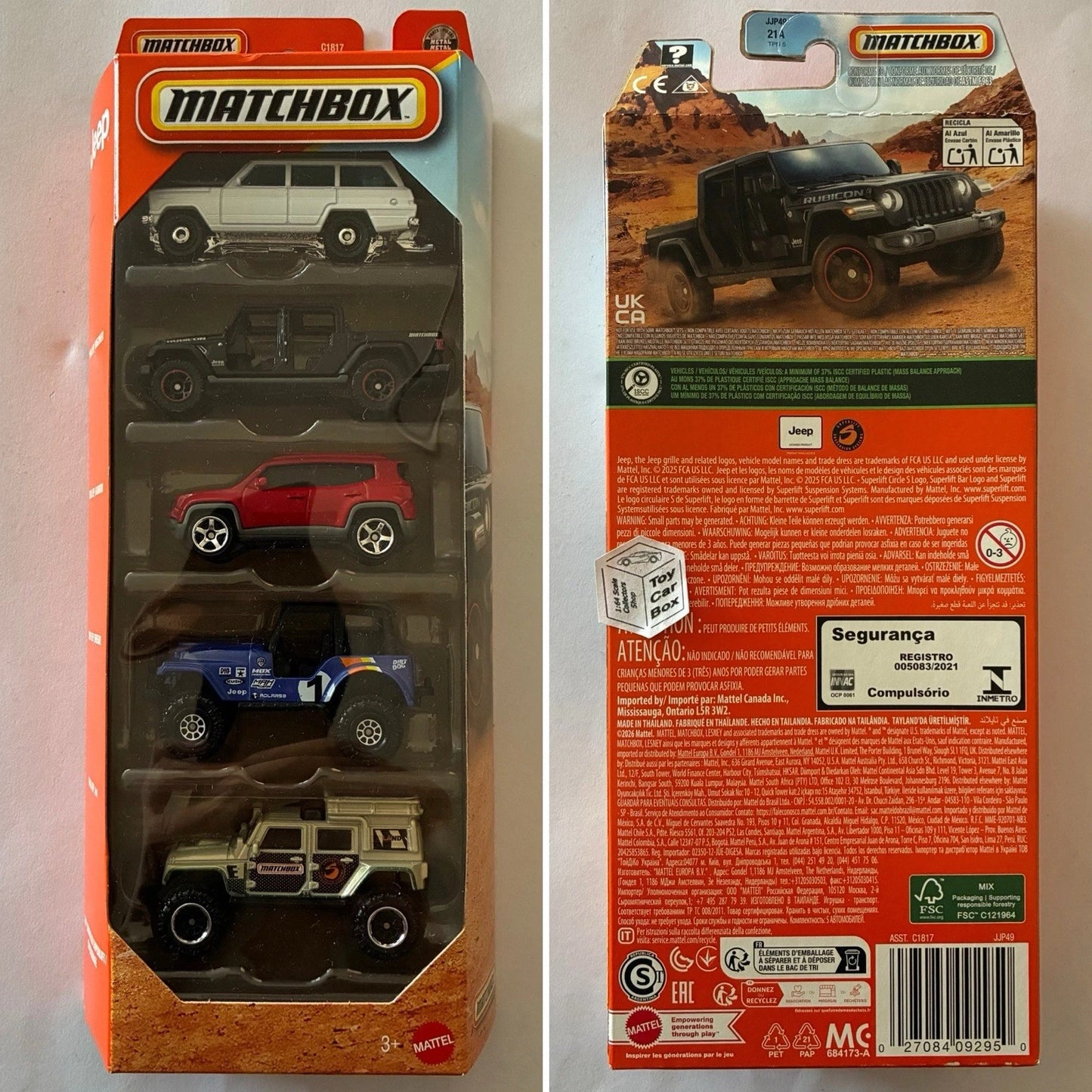 2026 MATCHBOX Jeep 5 Pack (Wagoneer, Gladiator, Wrangler, 4x4 & Renegade) L00