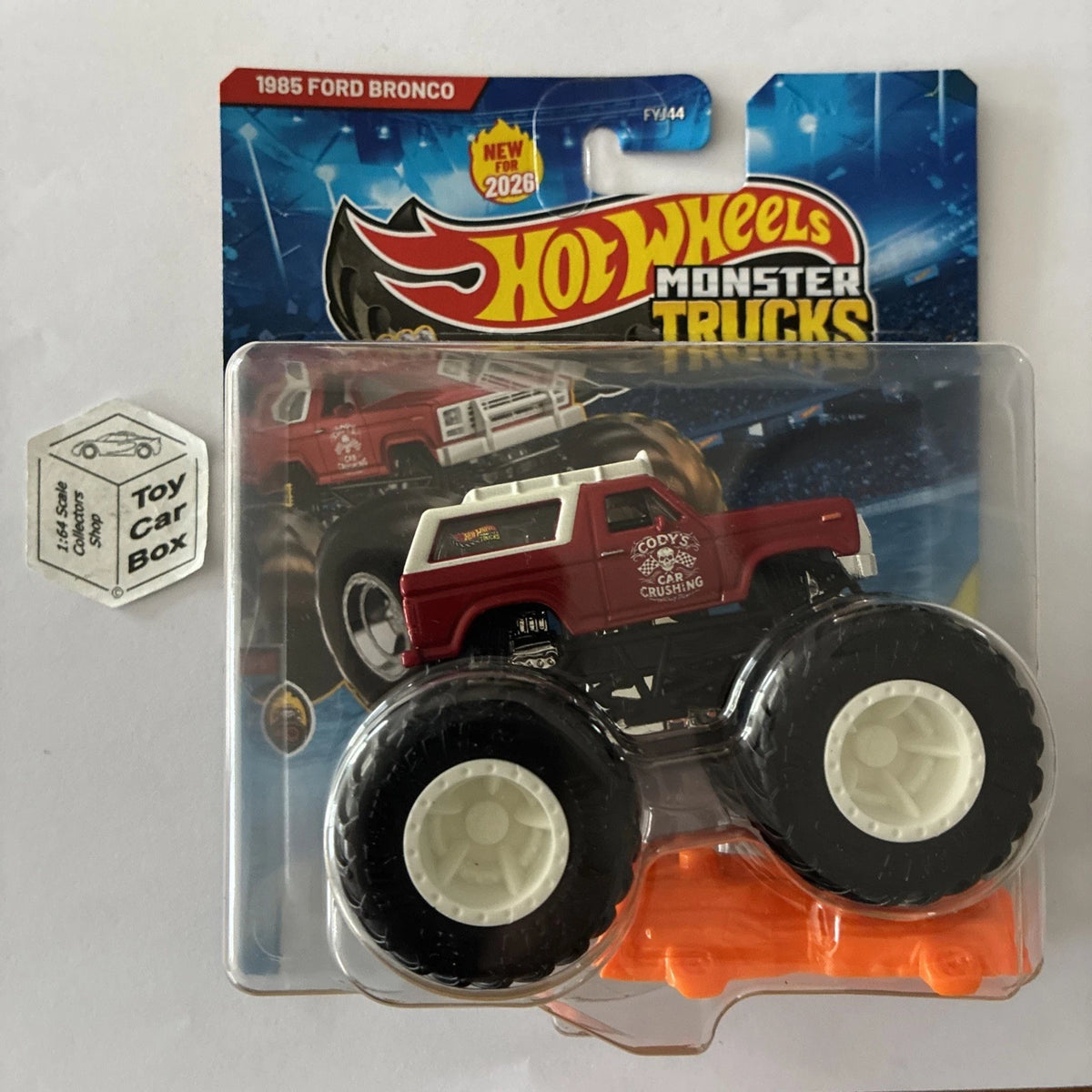 2026 HOT WHEELS Monster Trucks - 1985 Ford Bronco (‘Cody’s Car Crusher’) - C60