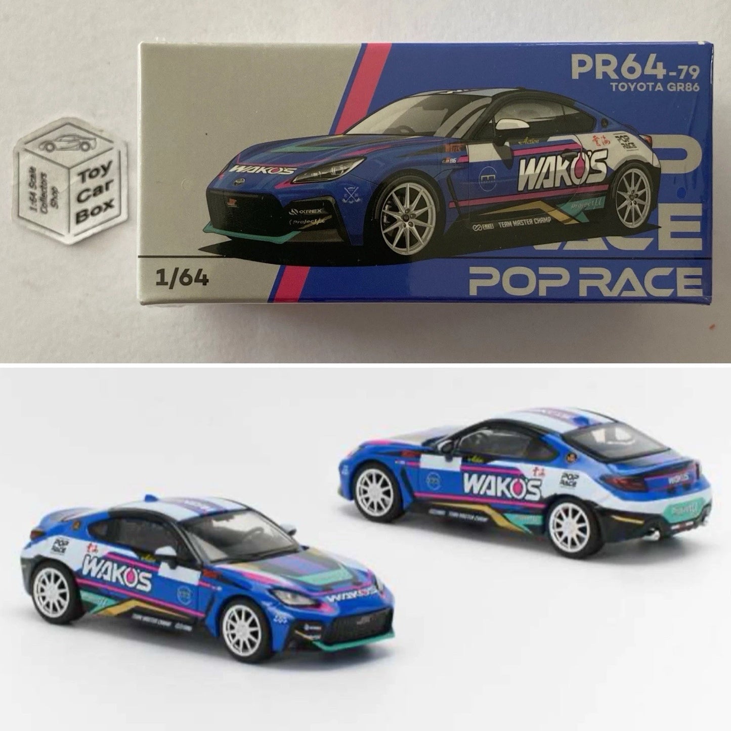 POP RACE - Toyota GR86 (1:64 Scale - Blue #PR64-79- Boxed) Q27g