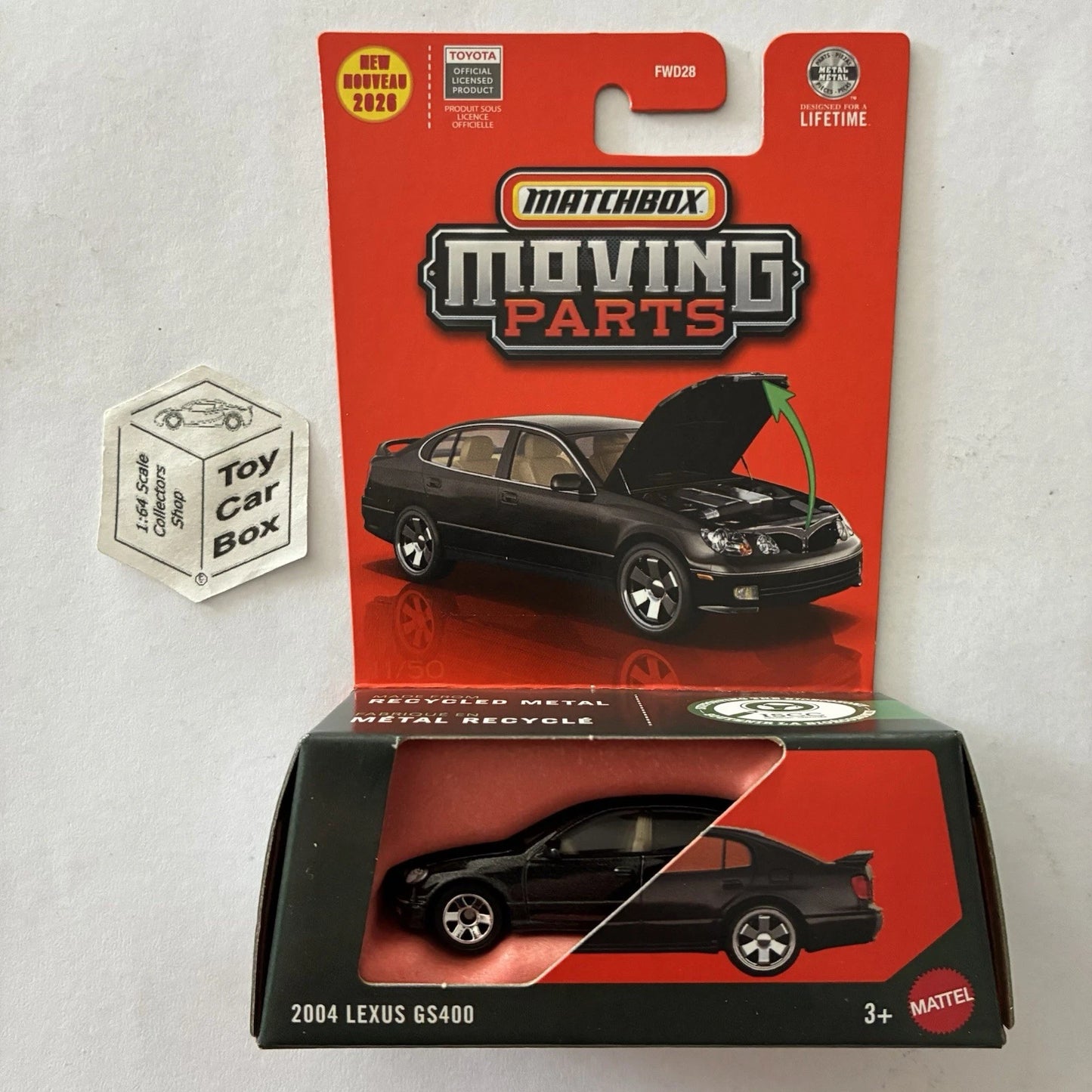 2026 MATCHBOX Moving Parts - 2004 Lexus GS400 (Black #11 Opening Hood) F00