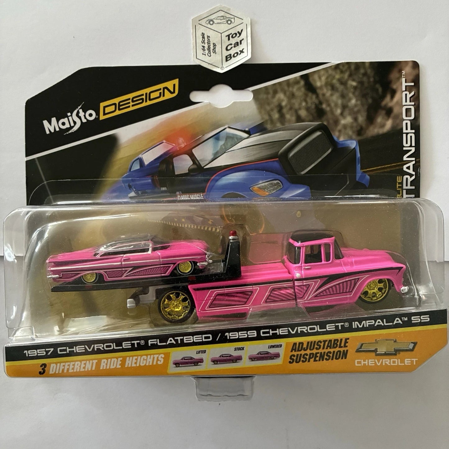 MAISTO 1/64 Elite Transport - 1958 Chevy Impala SS & 1957 Chevy Flatbed -O00