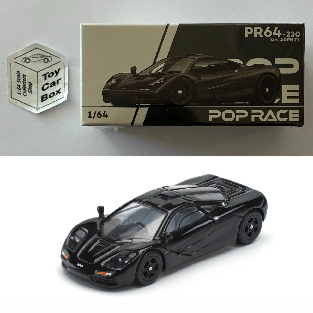 POP RACE - McLaren F1 (1:64 Scale - Black #PR64-230) Q84g