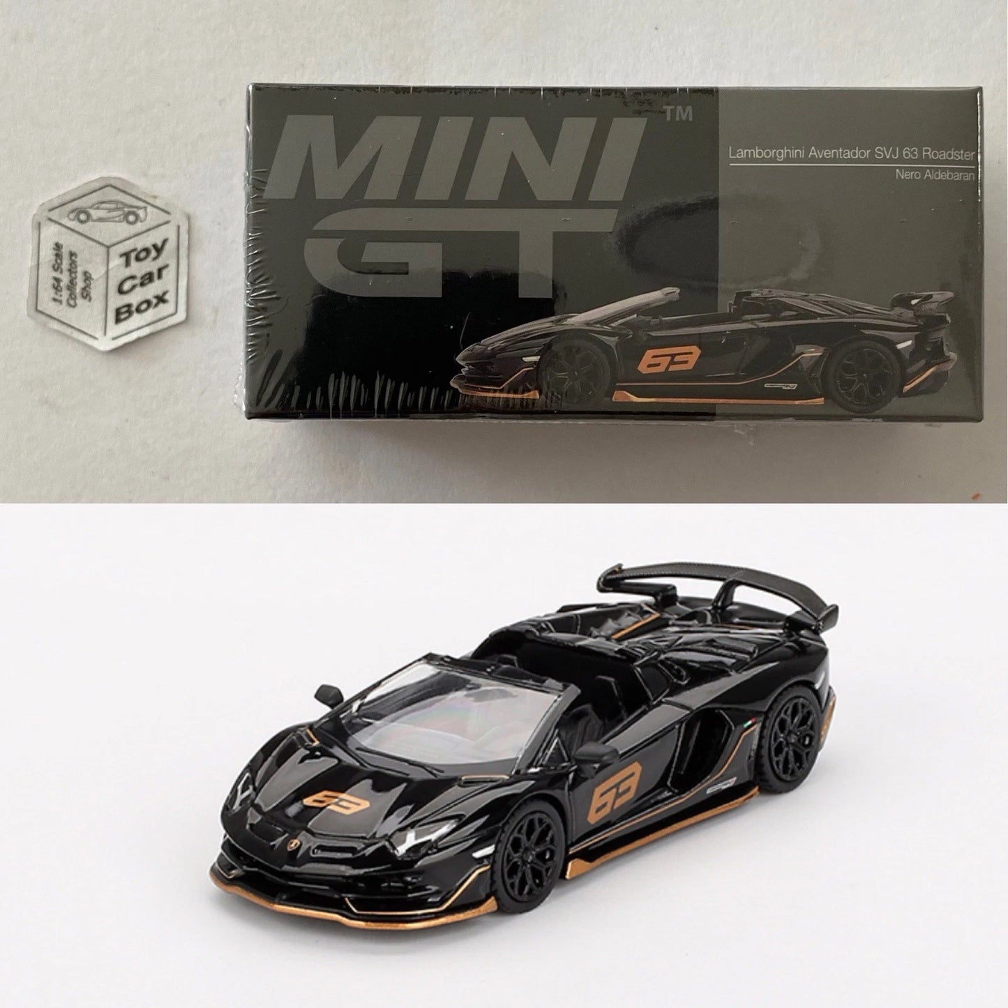 Mini GT #803 - Lamborghini Aventador SVJ 63 Roadster (Niro Aldebaran -1/64) L75g