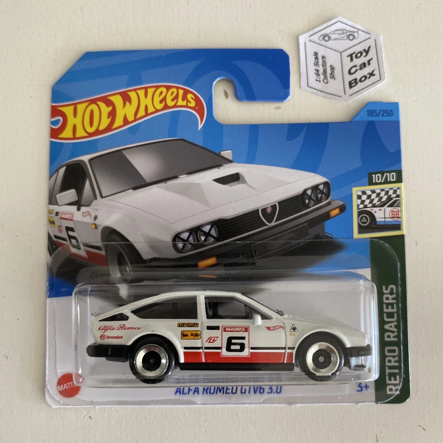 2023 HOT WHEELS #185 - Alfa Romeo GTV6 (White #10 Retro Racers - Short Card) B50