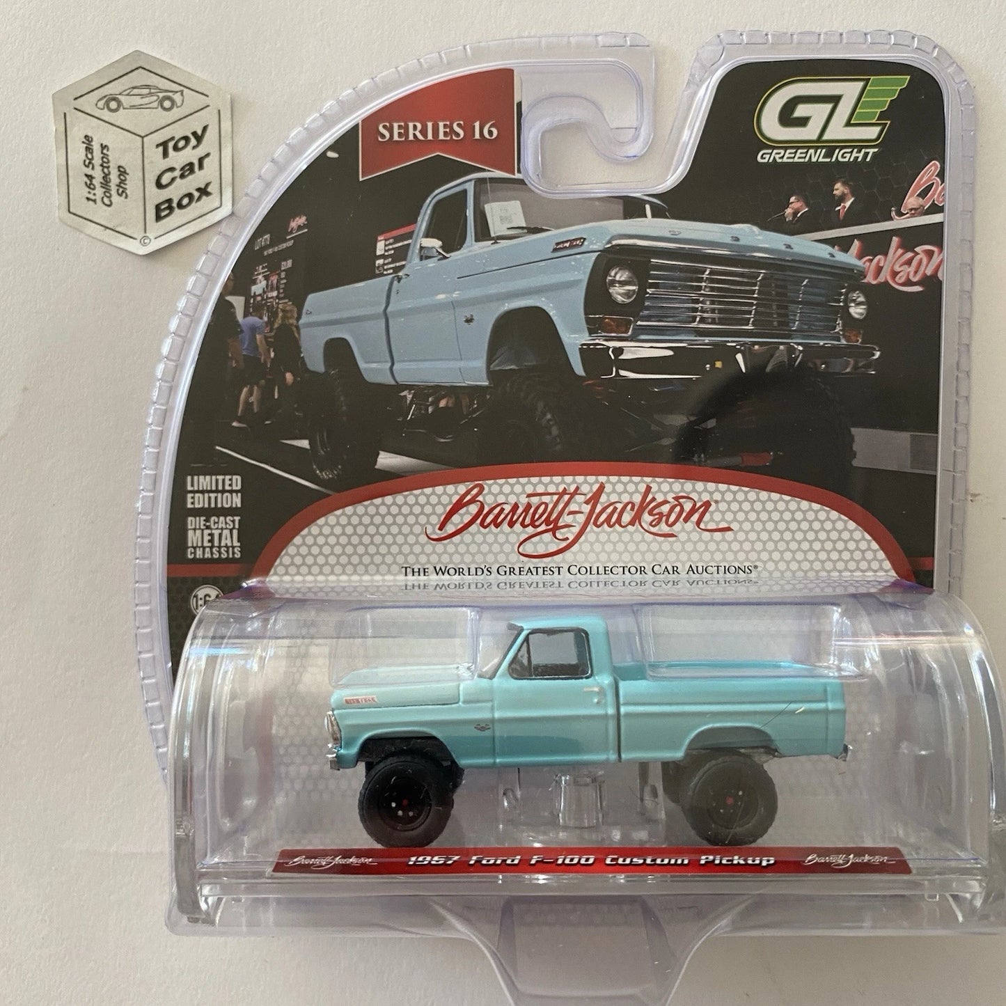 GREENLIGHT - 1967 Ford F-100 Custom Pickup (Blue - Barrett Jackson S 16) J38g