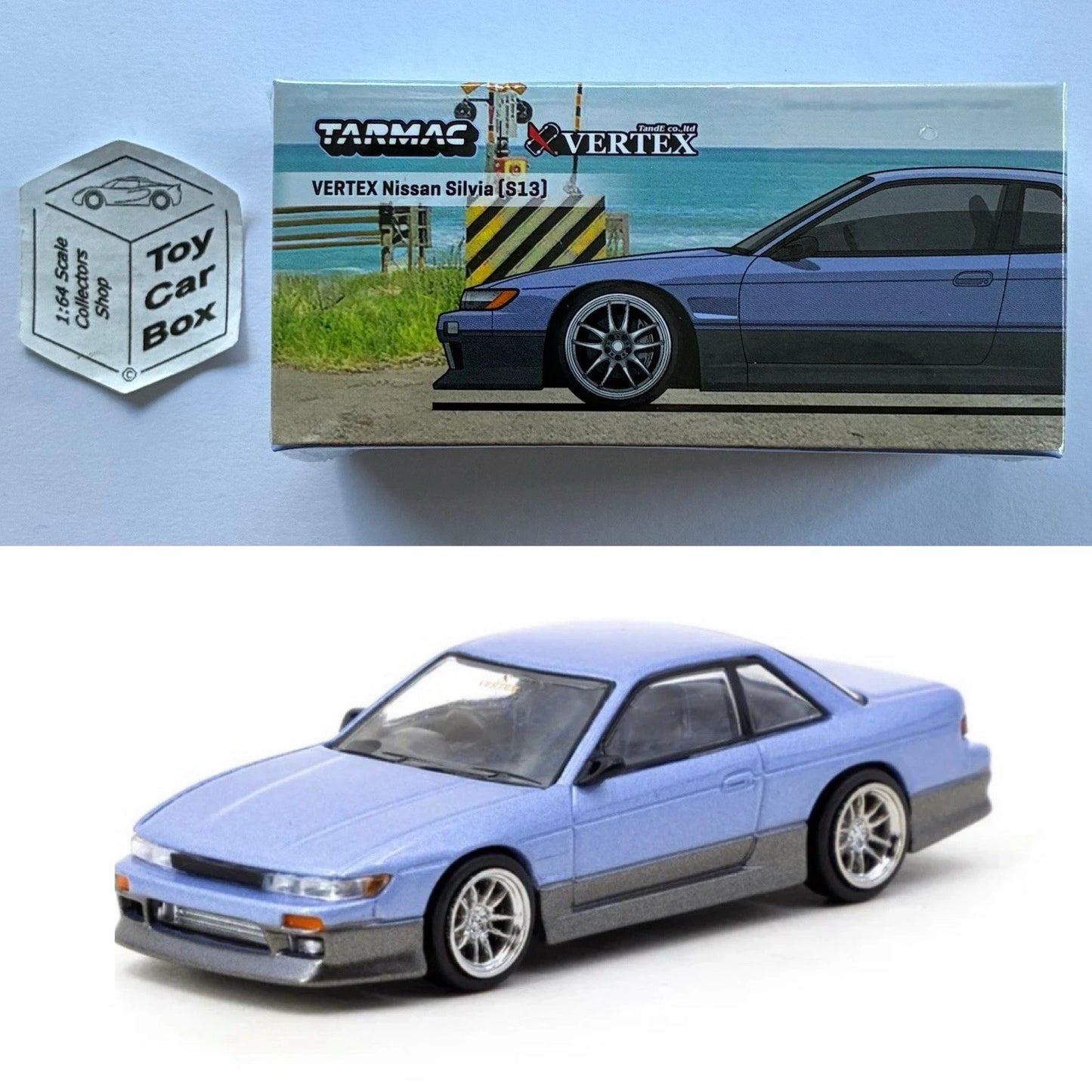 TARMAC - Vertex Nissan Silvia S13 (Blue / Grey - 1:64 Scale - T64G-025-PU) P12g