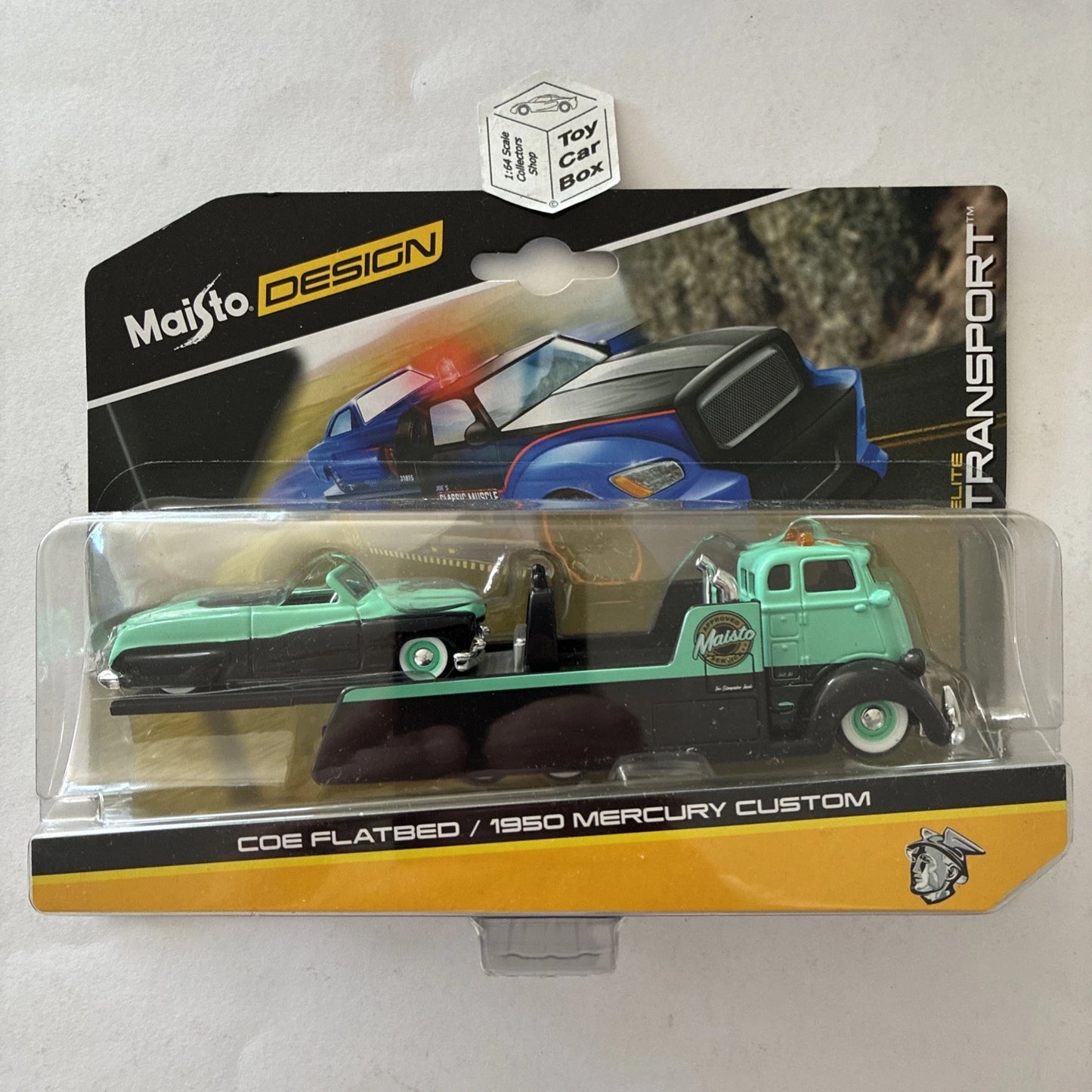 MAISTO 1/64 Transport - 1950 Mercury Custom & COE Flatbed (Green & Black) R98g