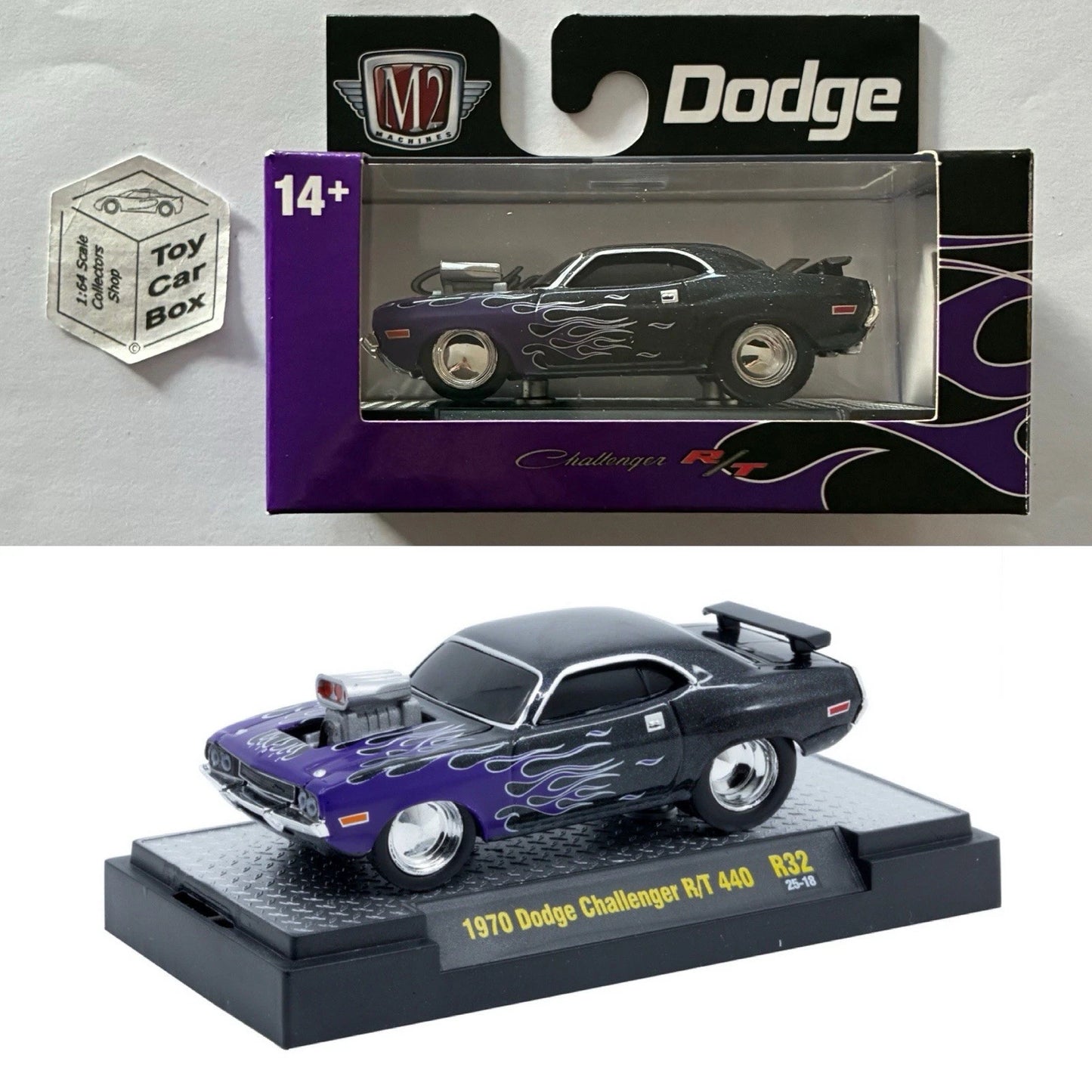 M2 MACHINES - 1970 Dodge Challenger R/T 440 (Purple - Ground Pounders R32) L92g