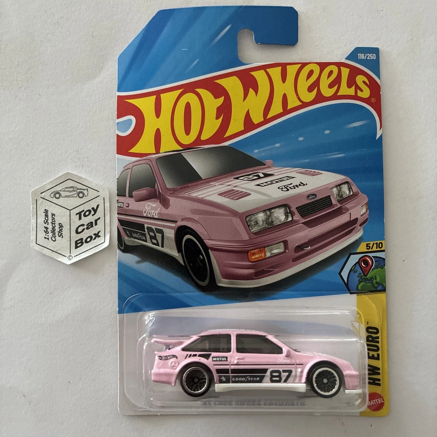 2026 HOT WHEELS #116 - '87 Ford Sierra Cosworth (Pink #5 HW Euro - Long Card) B00