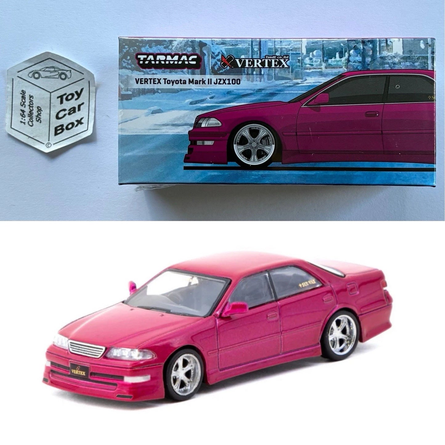 TARMAC - Vertex Toyota Mark II JZX100 (Metallic Red - 1:64 - T64G-025-PU) P12g