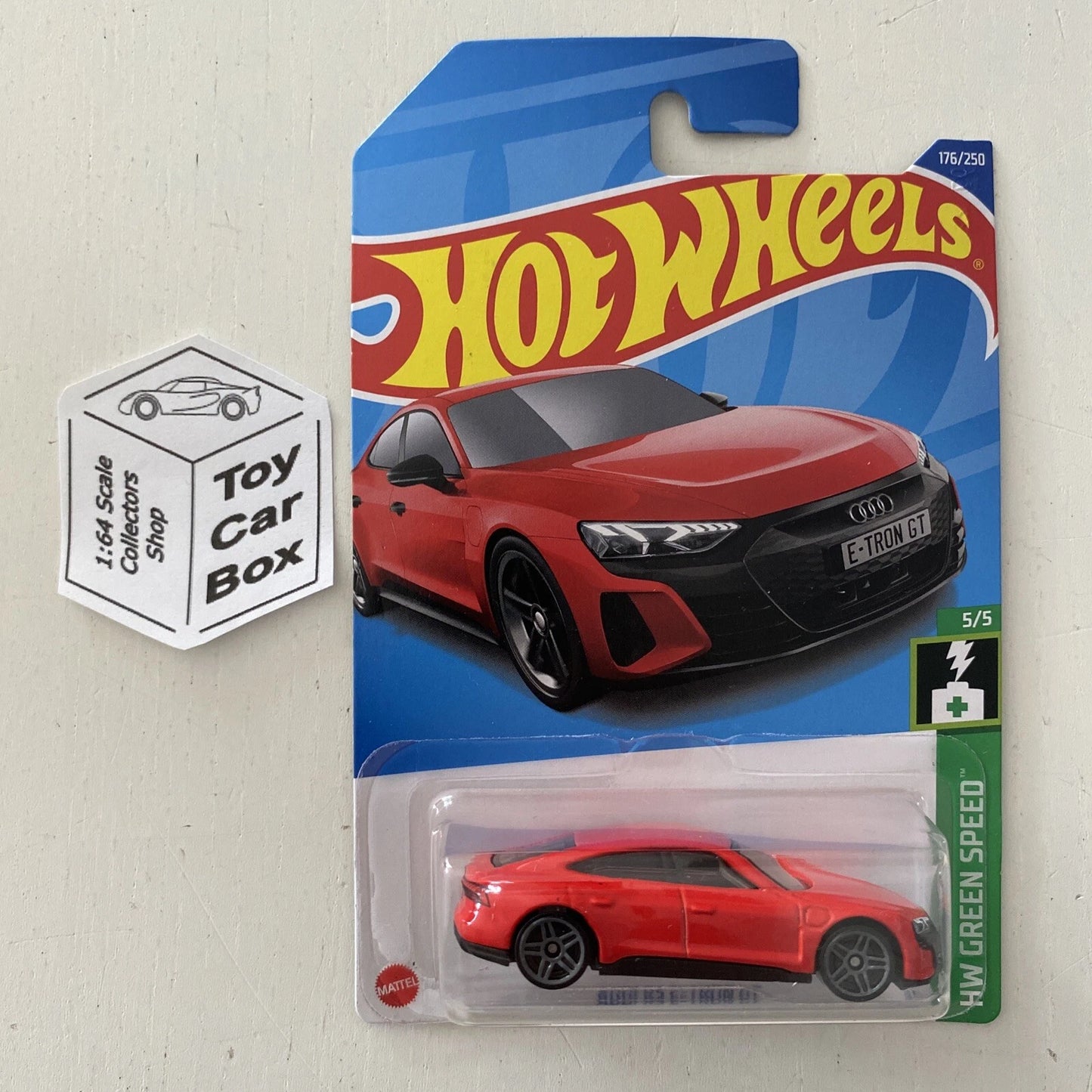 2022 HOT WHEELS #176 - Audi RS E-Tron GT (Red #5 Green Speed - Long Card) B59