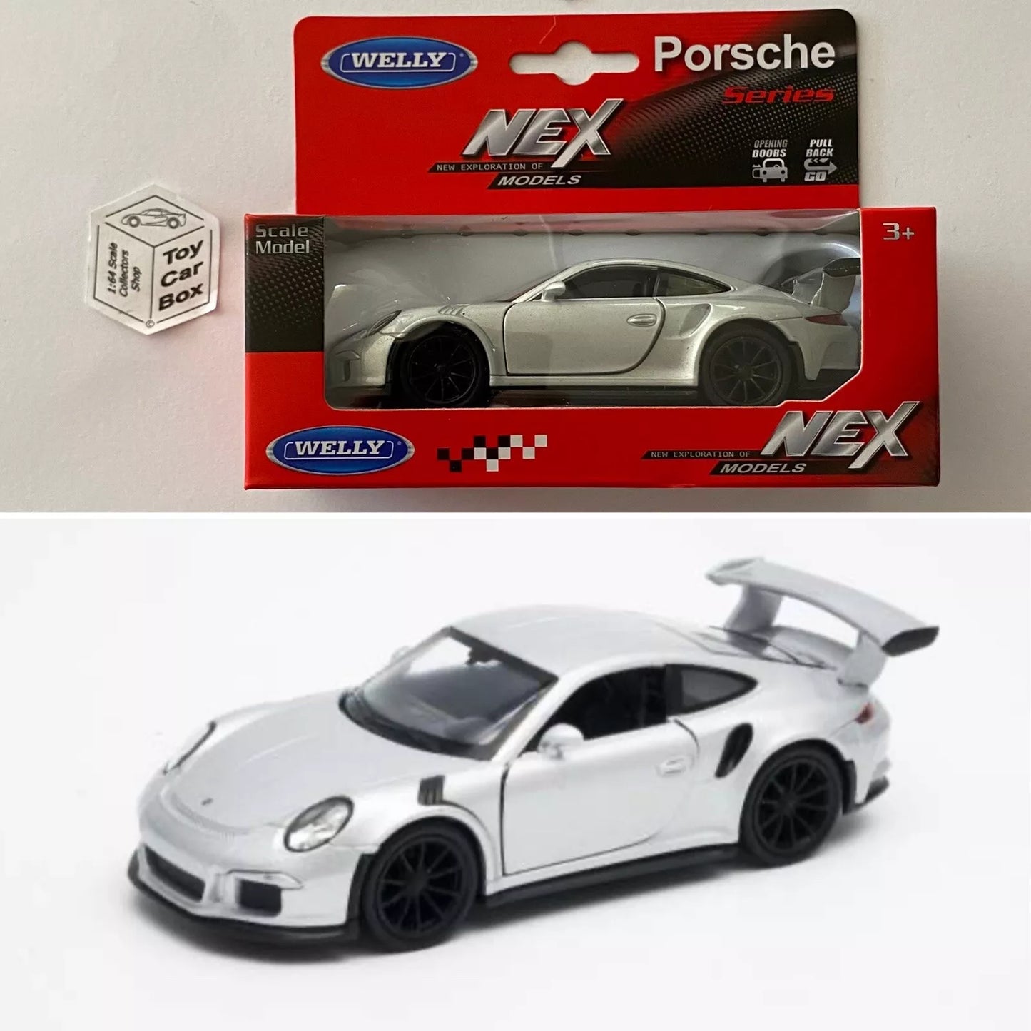 WELLY NEX 1/38 - Porsche 911 GT3 RS (Silver #43746 - Boxed) D67g