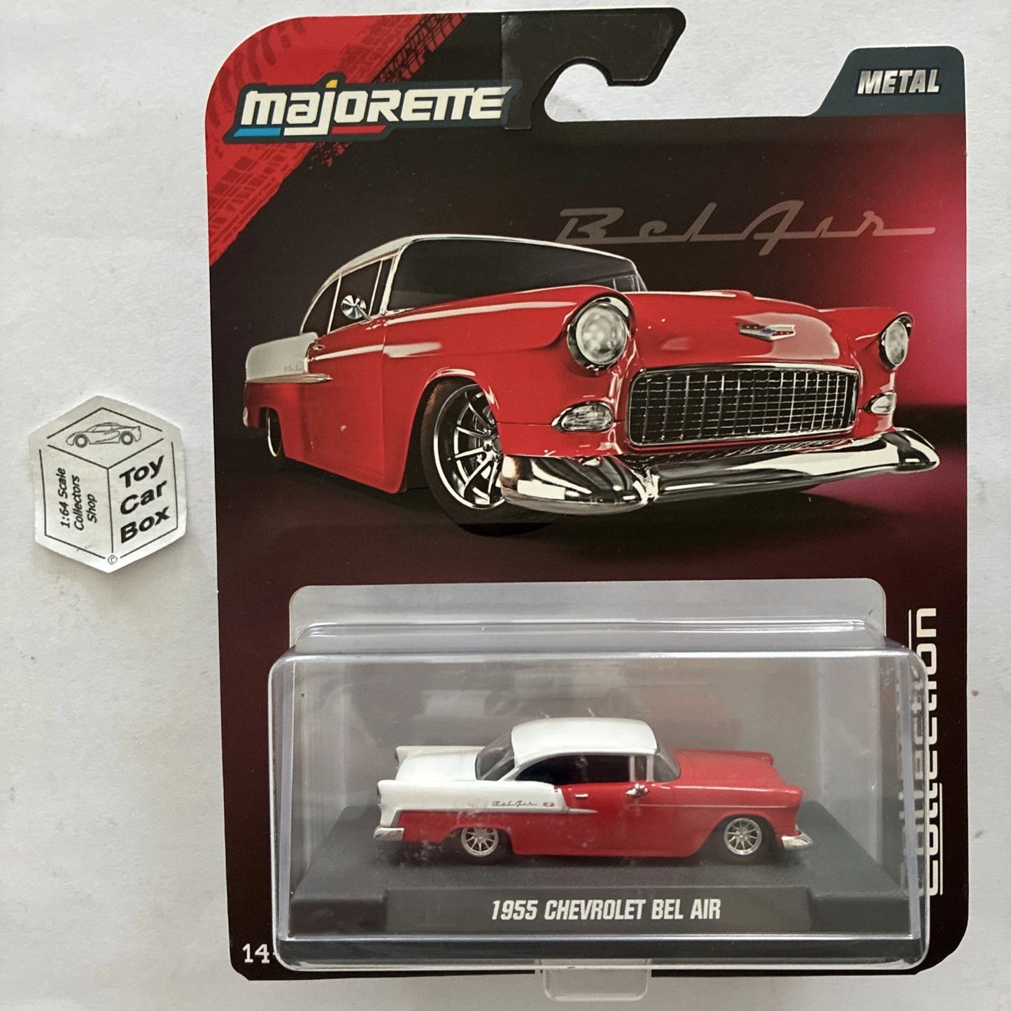 MAJORETTE - 1955 Chevy Bel Air (Collection - True 1:64 - Red & White) J38