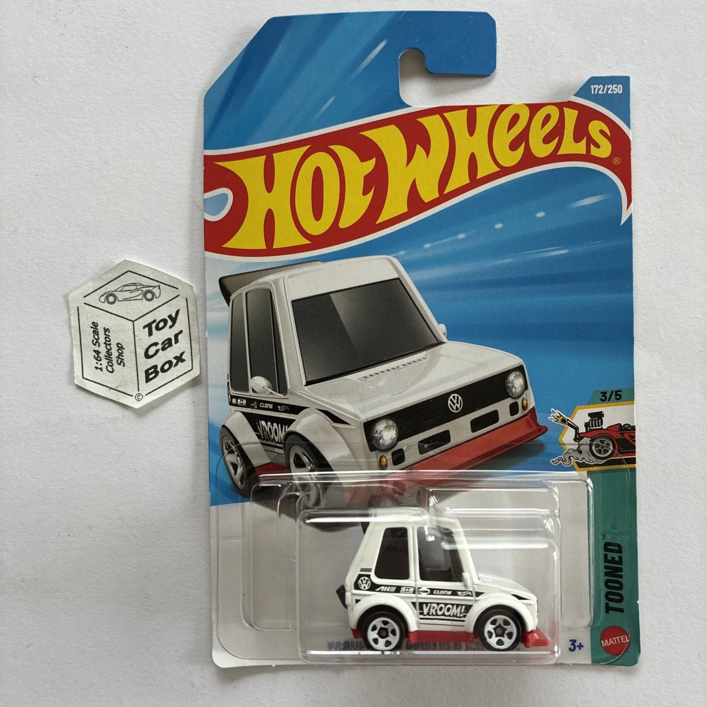 2026 HOT WHEELS #172 - Volkswagen VW Golf Mk1 (White #3 Tooned - Long Card) B64