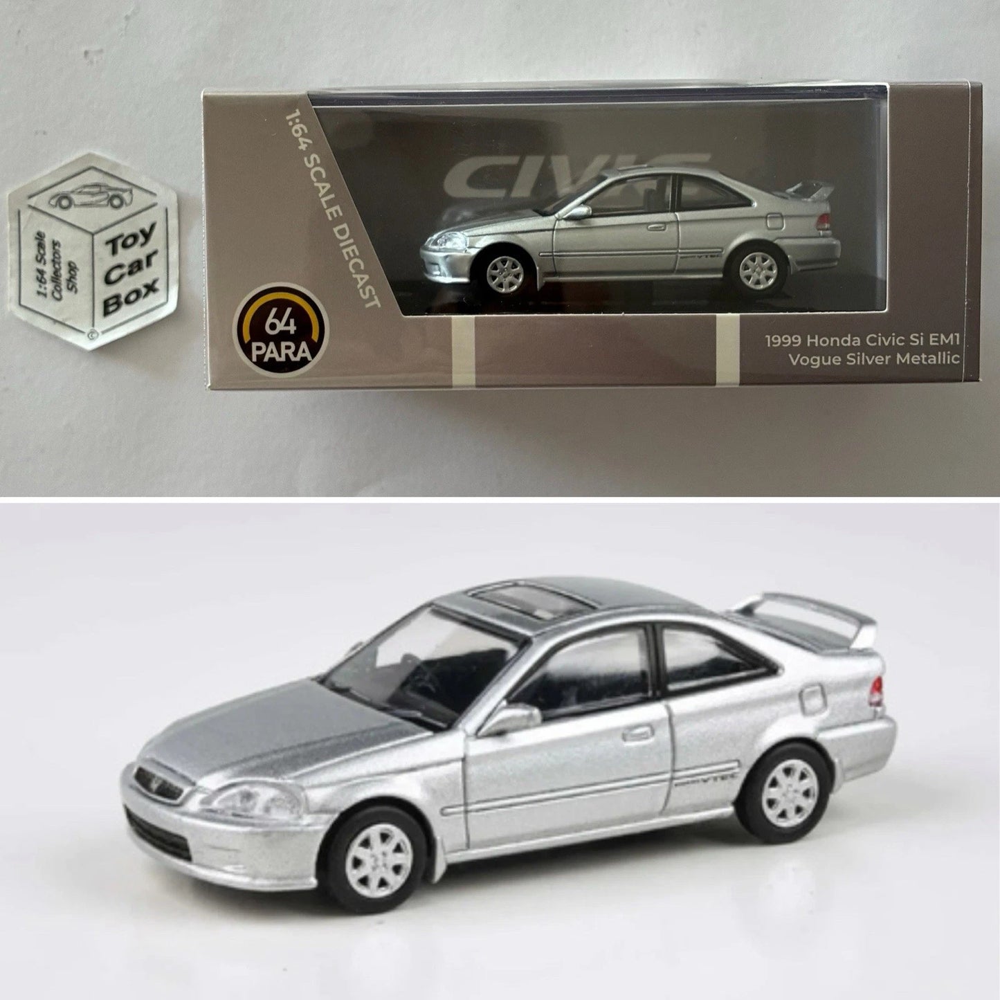 PARA64 - 1999 Honda Civic Si EM1 Coupe (Vogue Silver Metallic - 1/64 Scale) R00