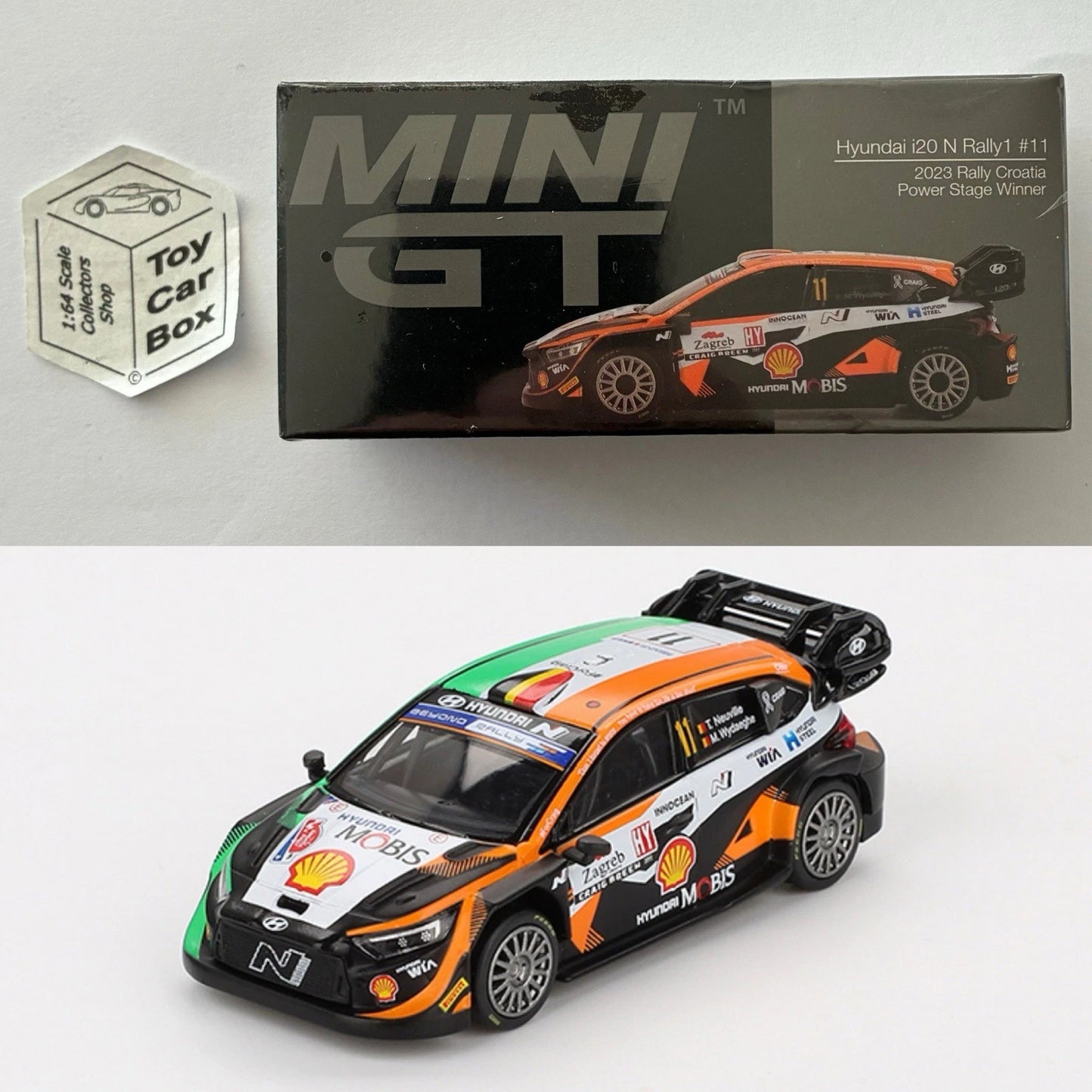 Mini GT #972 - Hyundai i20N Rally (#11 Rally Croatia 2023 Stage Winner) O26g