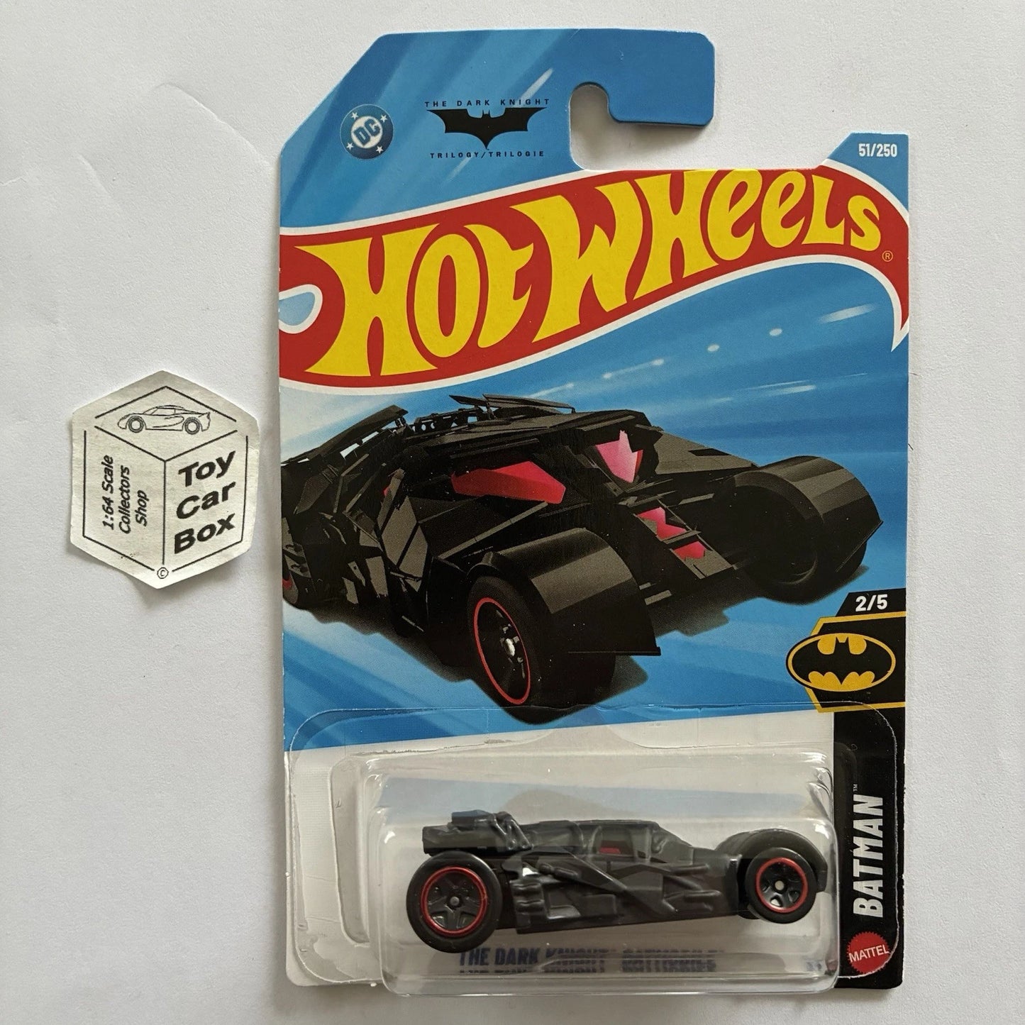 2026 HOT WHEELS #51 - The Dark Knight Batmobile (Black #2 Batman - Long Card) A44