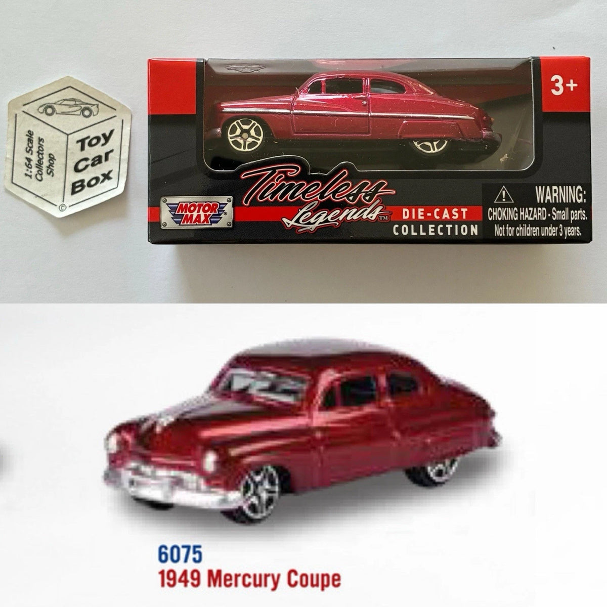 MOTORMAX - 1949 Mercury Coupe (Red - 3” Series / 1:64* - Boxed) C03