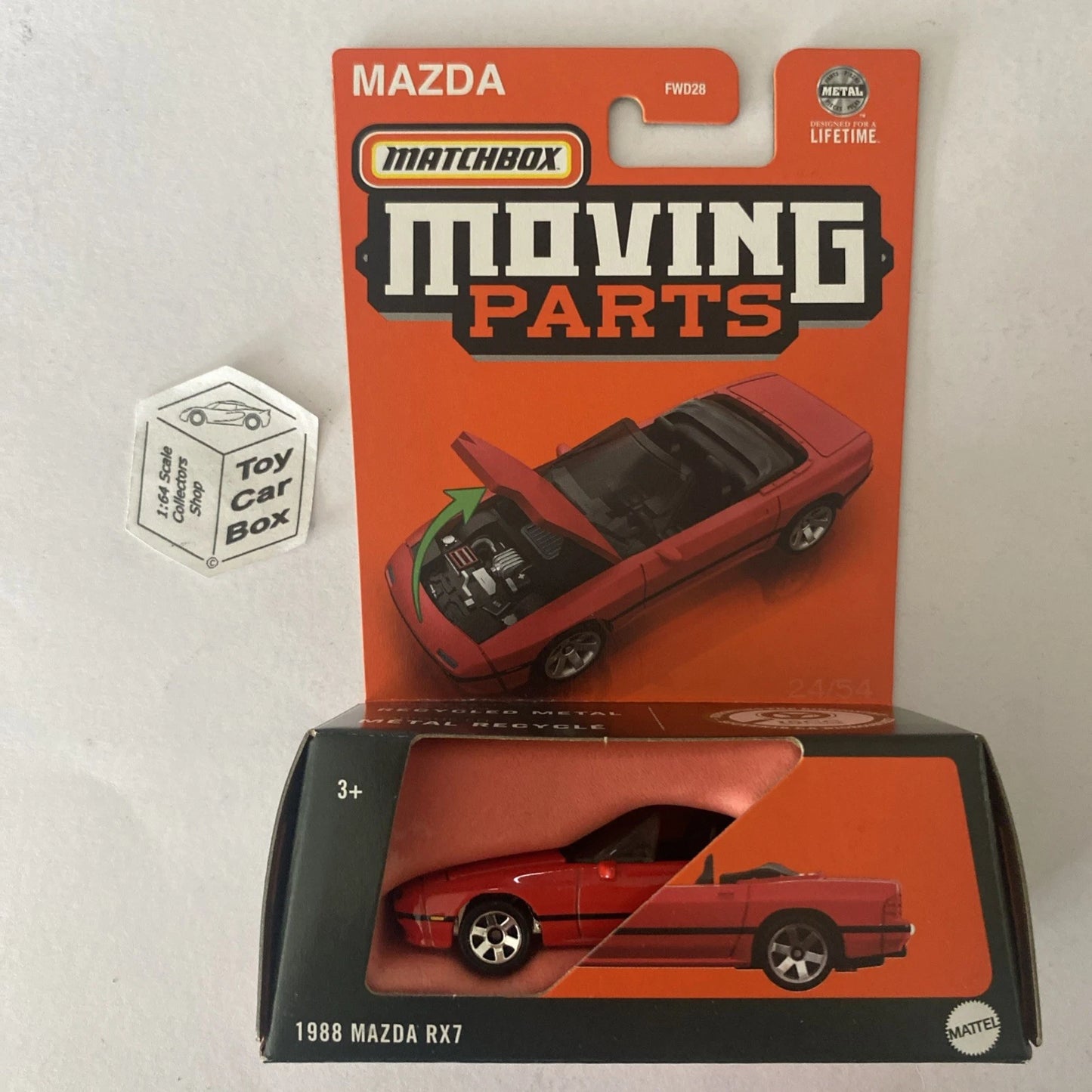 2024 MATCHBOX Moving Parts - 1988 Mazda RX7 (Red #24 - Opening Hood) E00