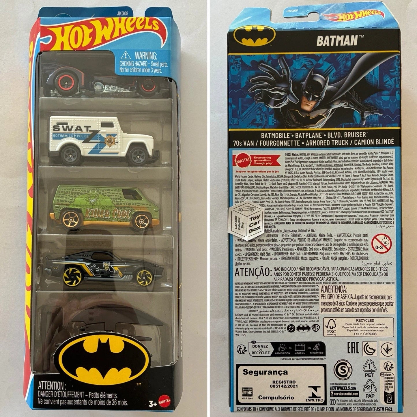 2026 HOT WHEELS 5 Pack - Batman (Batmobile, Bat Plane, Armoured Truck & Van) F48