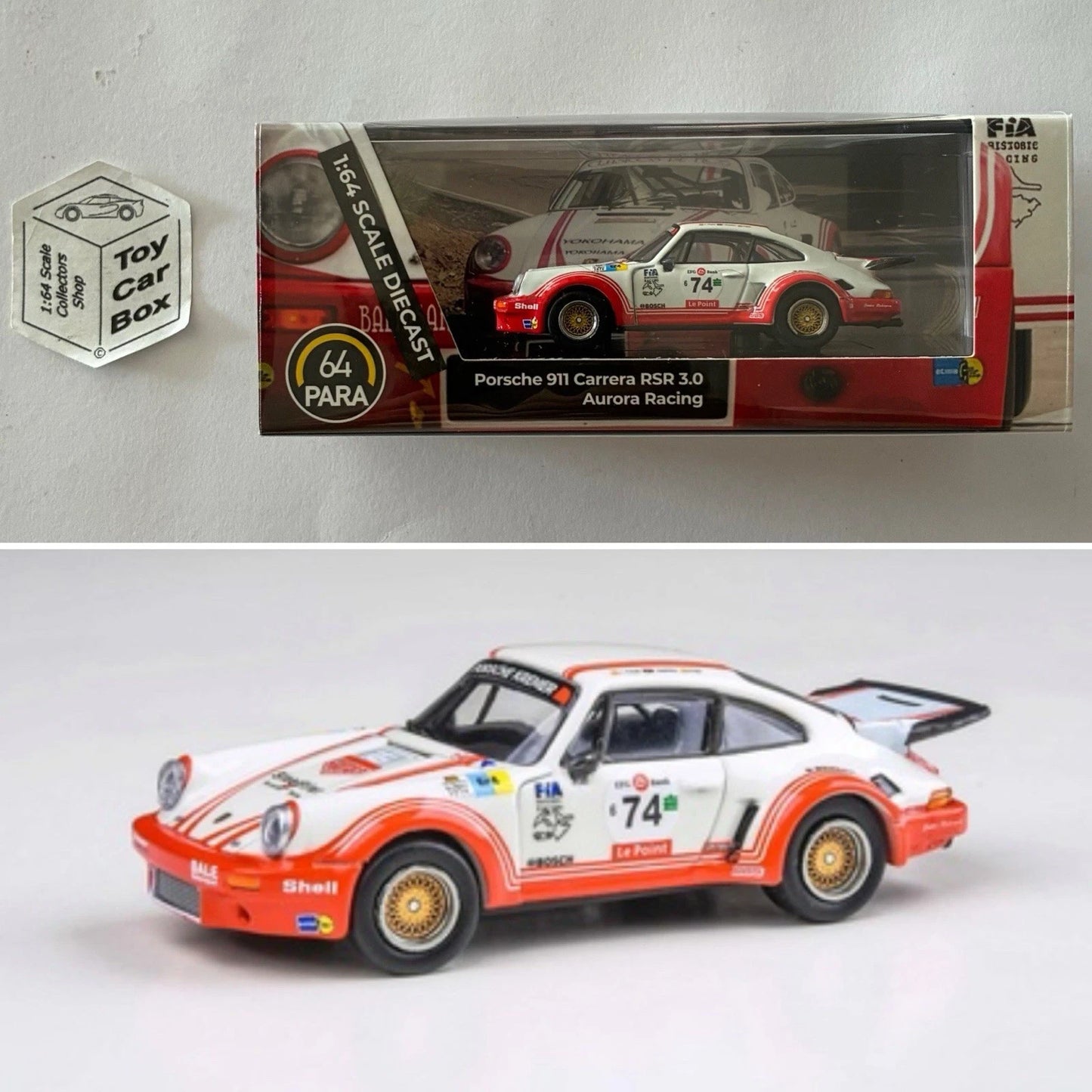 PARA64 - Porsche 911 Carrera RSR 3.0 (White - Aurora Racing - 1/64 Scale) W33