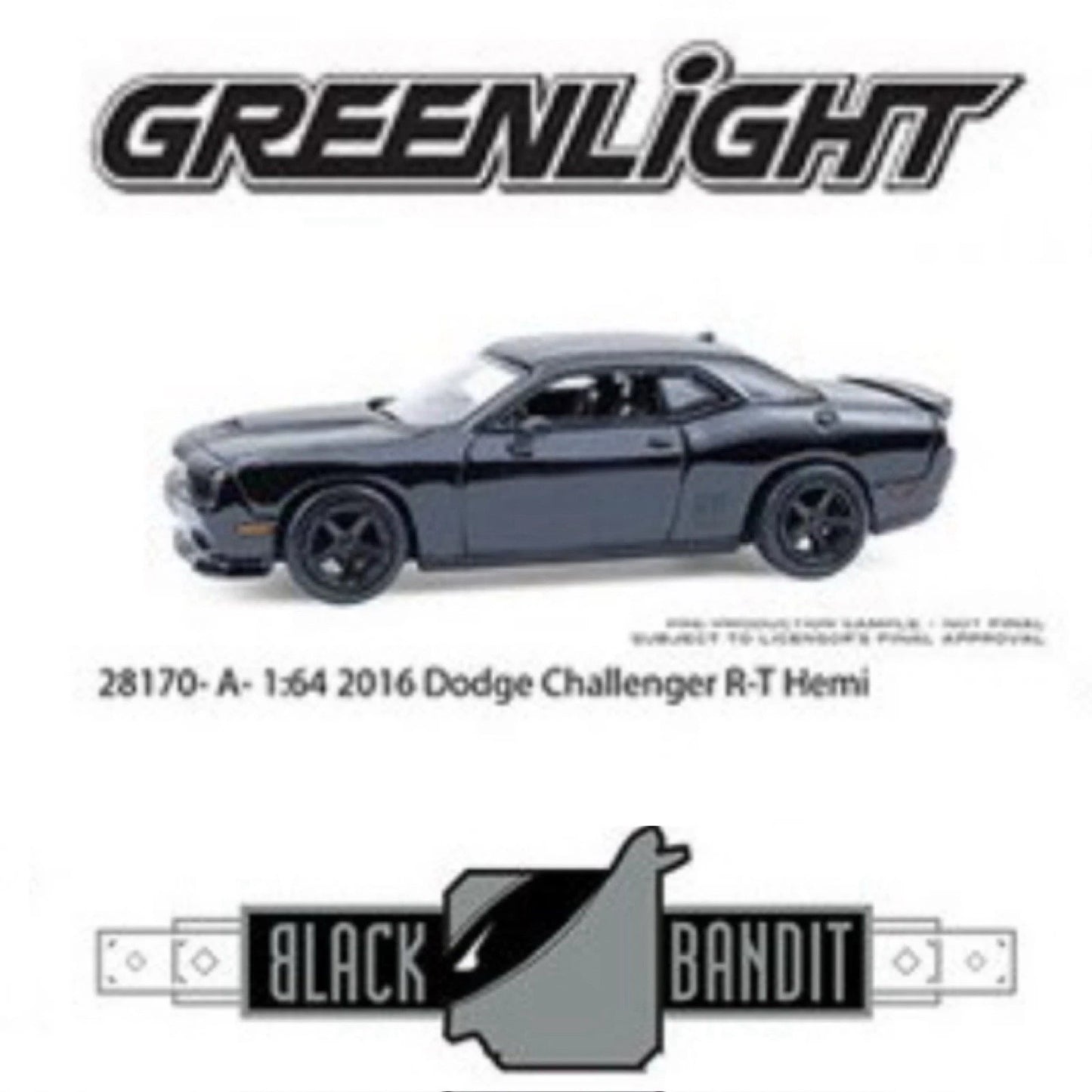 GREENLIGHT - 2016 Dodge Challenger R/T (Green Chase Black Bandit Series 30) J45g