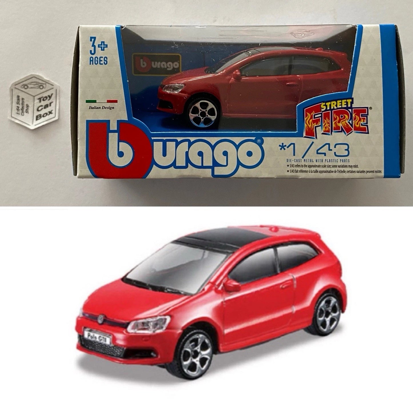 BBURAGO 1/43 - Volkswagen VW Polo GTI (Red - Street Fire) E04g