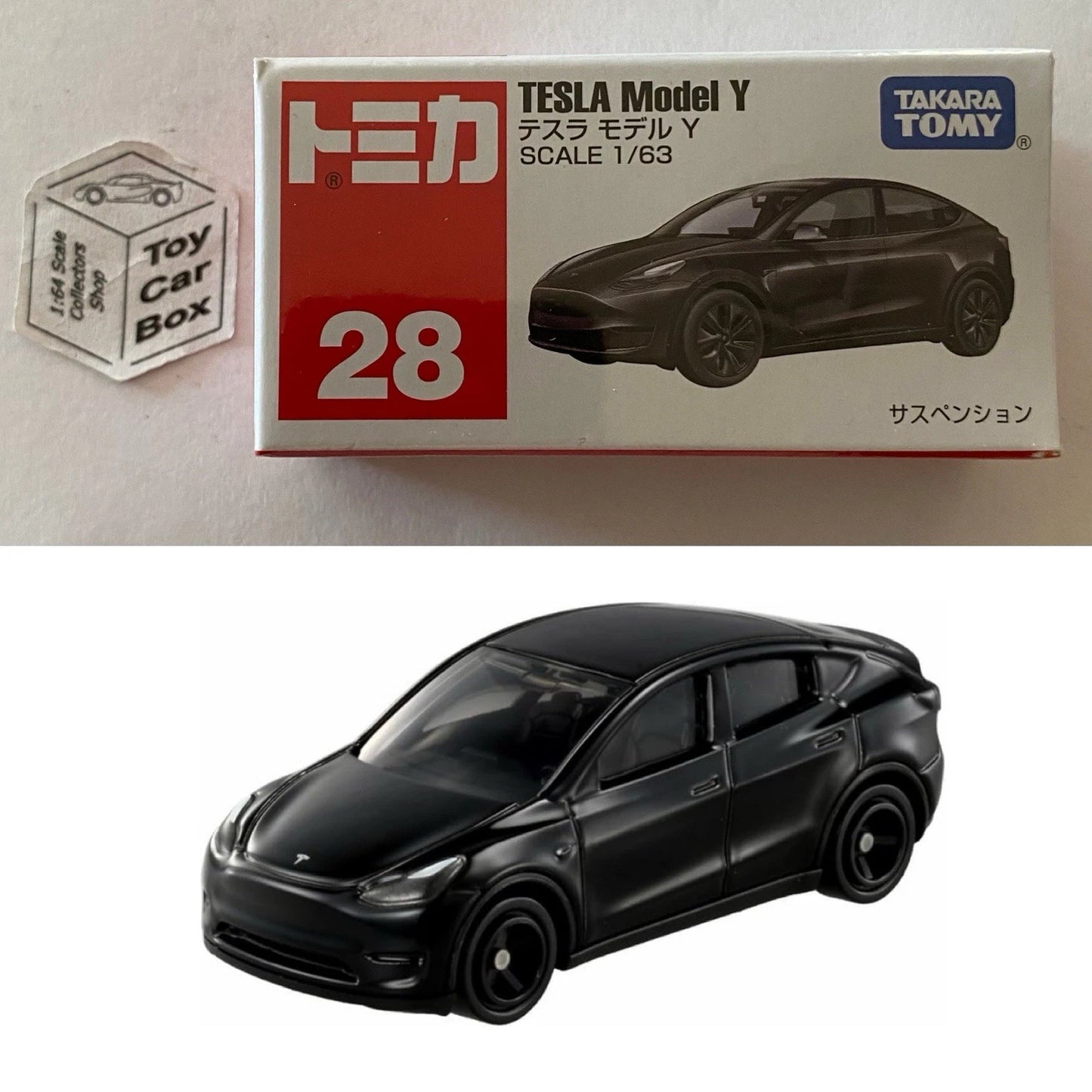 TOMICA Regular #28 - Tesla Model Y (Black - 1:63 Scale - Boxed) E75g
