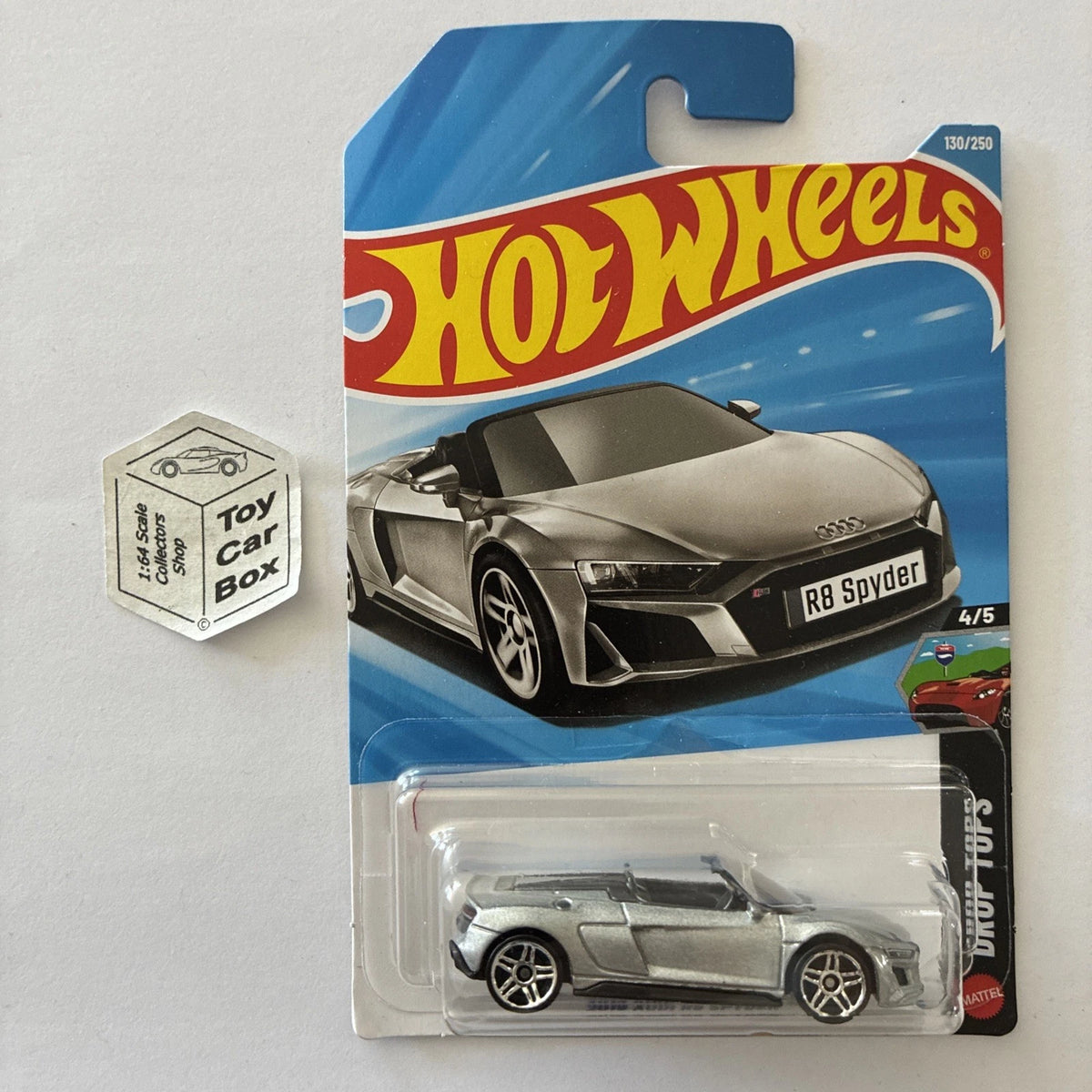 2026 HOT WHEELS #130 - 2019 Audi R8 Spyder (Silver #4 Drop Tops - Long Card) A44