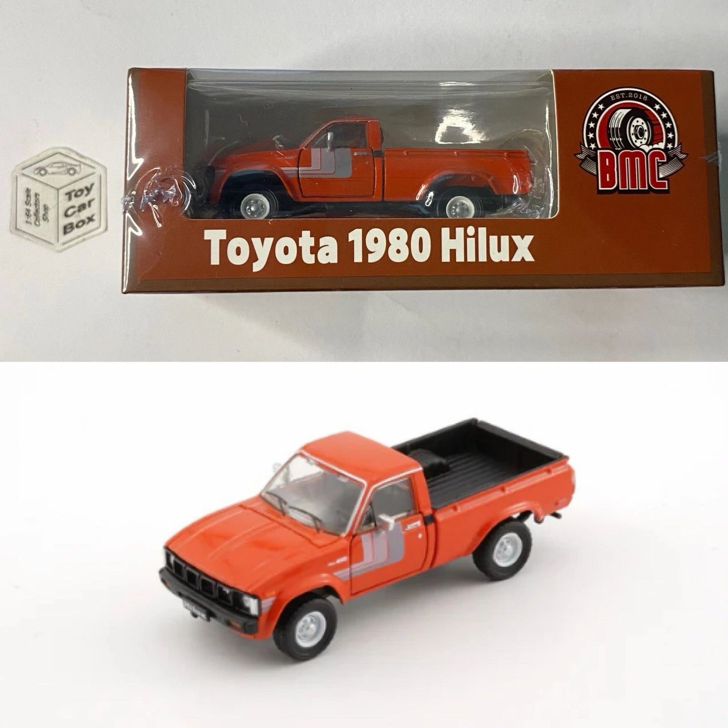 BM CREATIONS - 1980 Toyota Hilux 4WD (1:64 Scale - Orange - RHD) Og