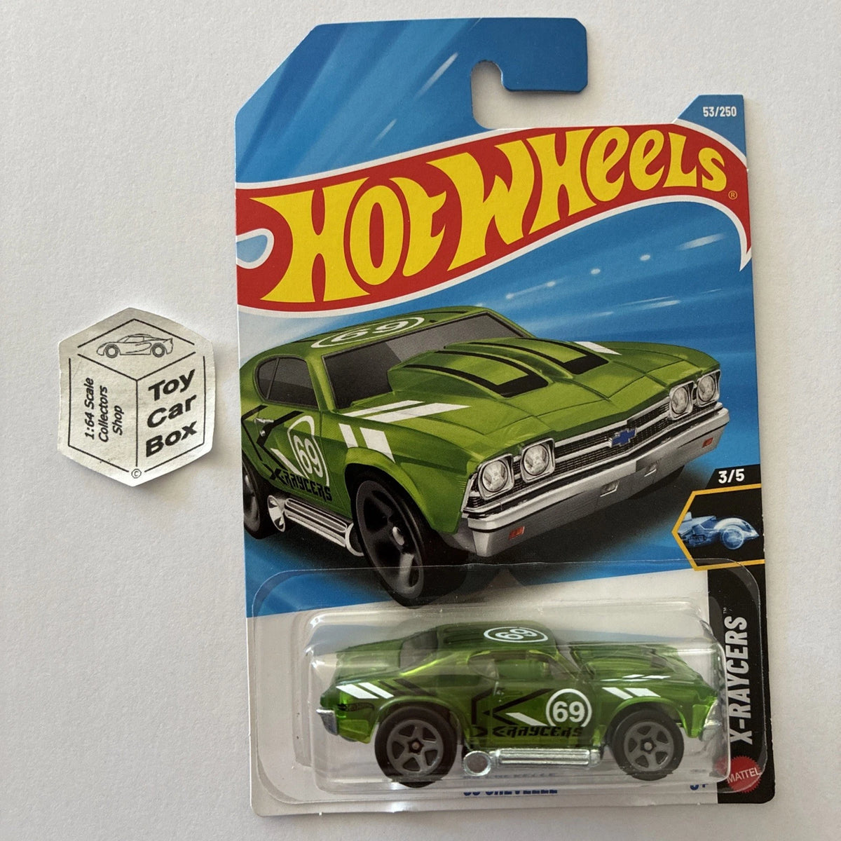 2026 HOT WHEELS #53 - ‘69 Chevy Chevelle (Green #3 X-Raycers - Long Card) B64