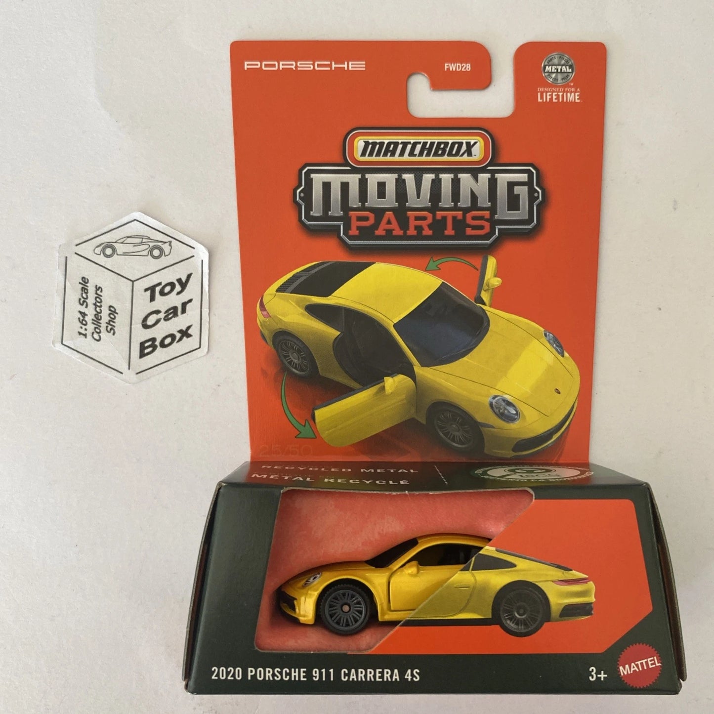 2025 MATCHBOX Moving Parts - 2020 Porsche 911 Carrera 4S (Yellow #25) E40