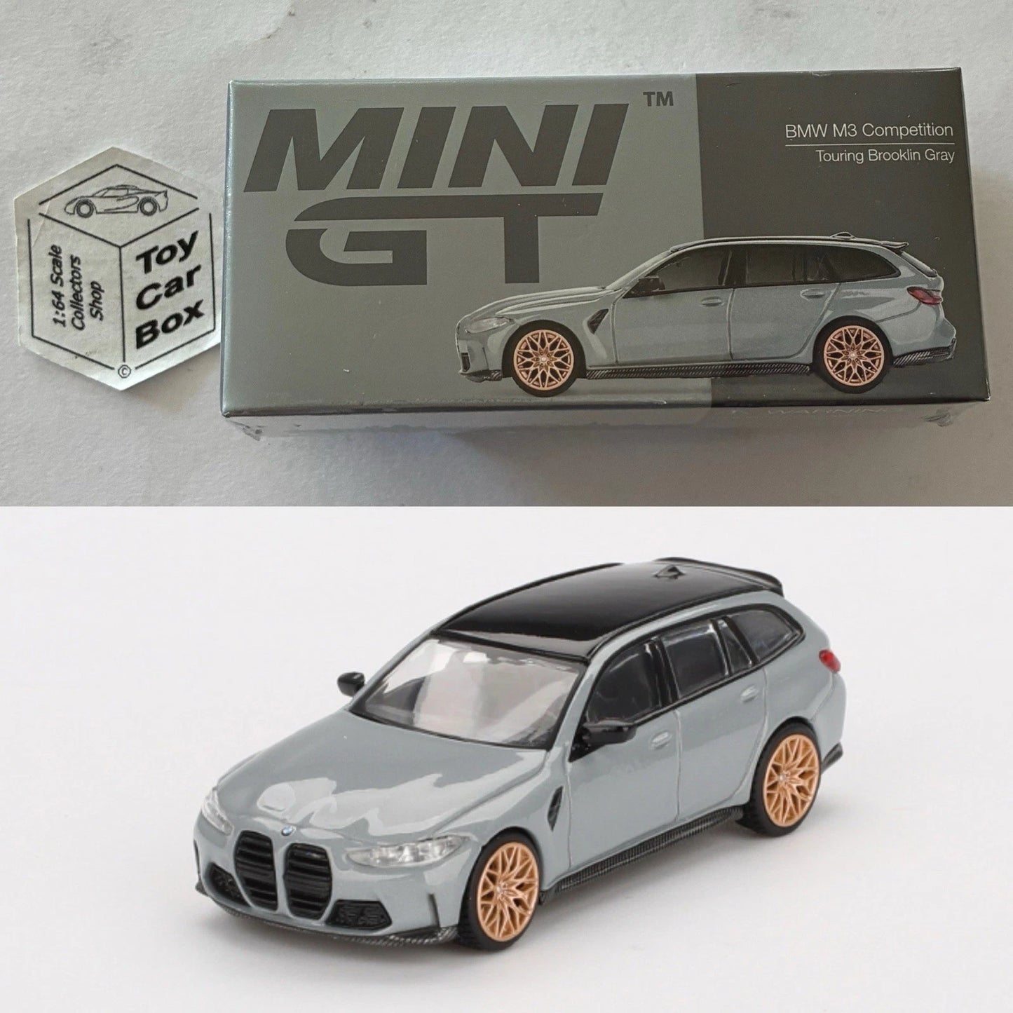 Mini GT #864 - BMW M3 Competition Touring (Brooklin Grey - 1/64 - Boxed) N50g