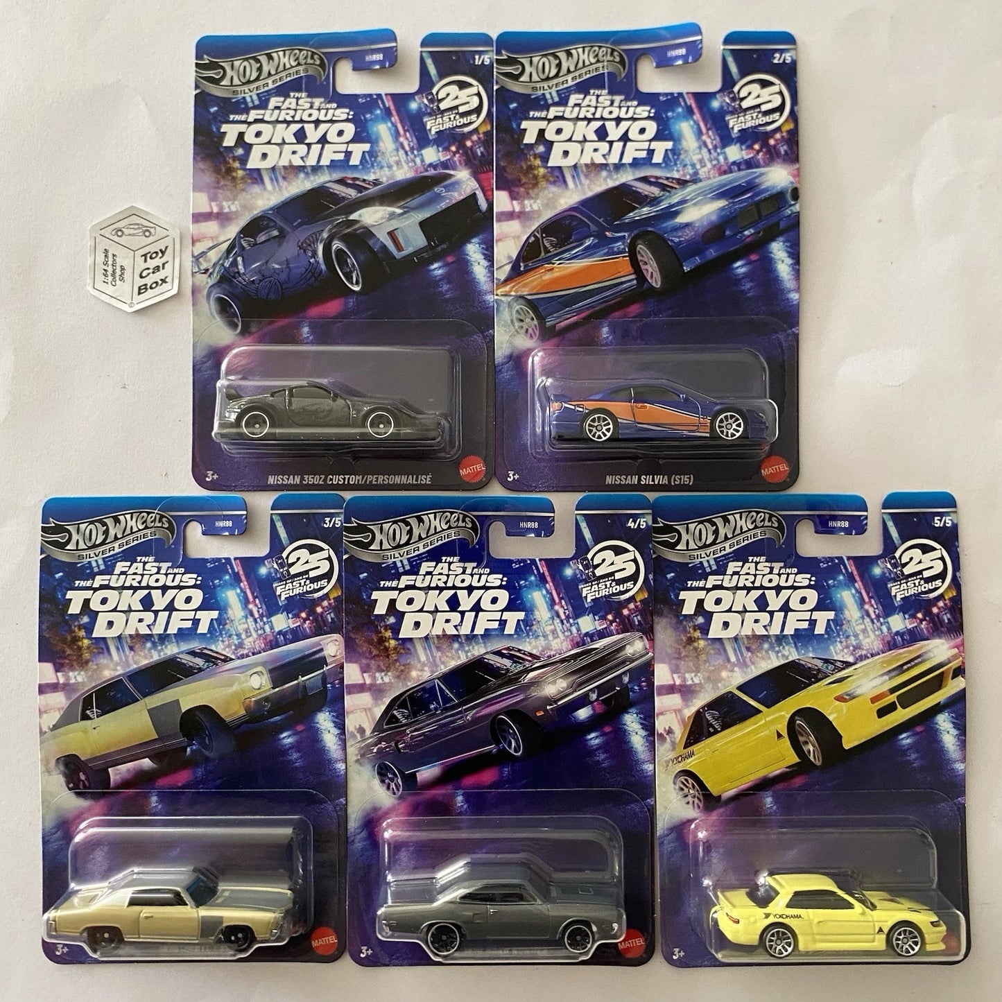 2026 HOT WHEELS - Fast & Furious Tokyo Drift 5 Car Set (Inc. Silvia & 350Z) S25