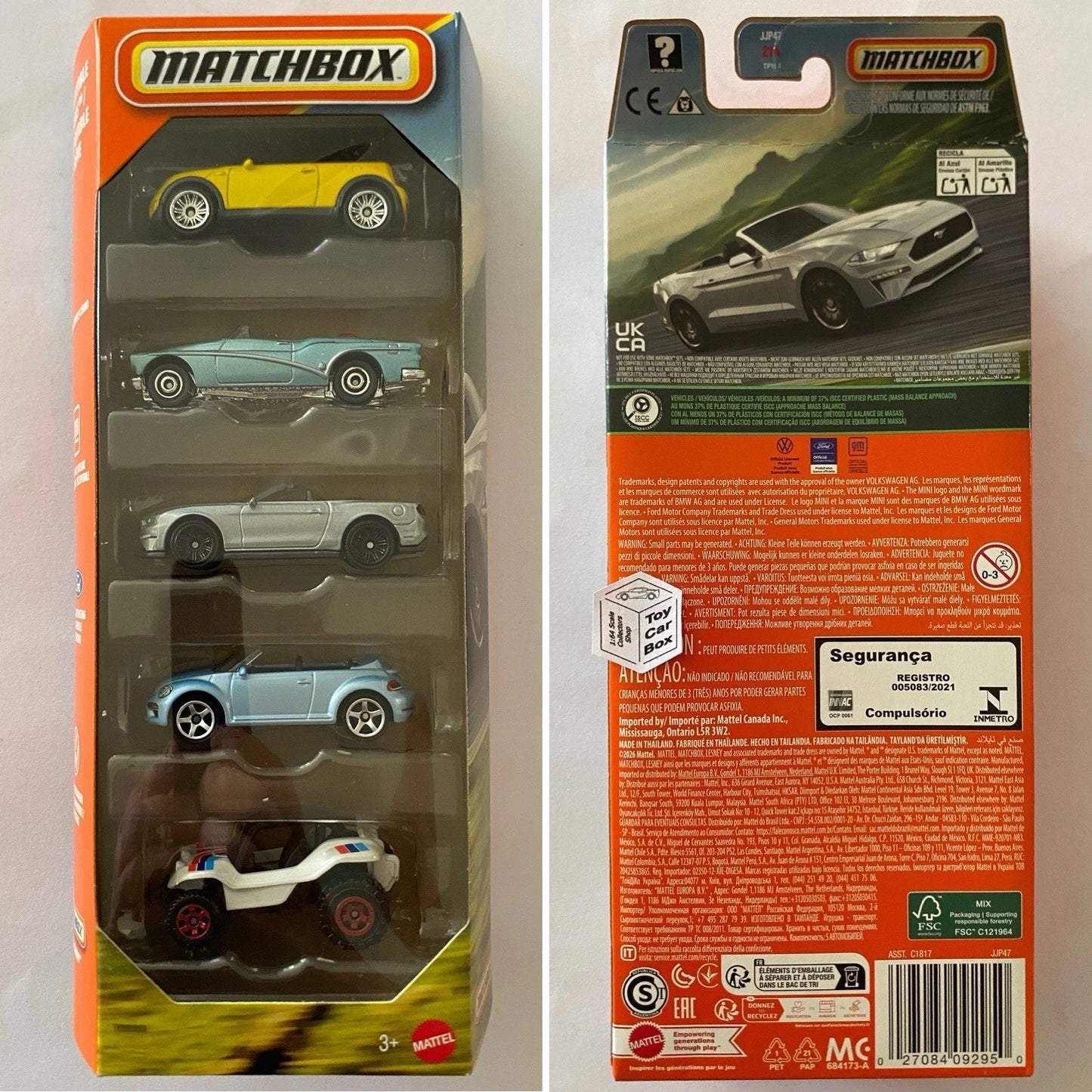 2025 MATCHBOX Convertible 5 Pack (Mini, Skylark, Mustang, Beetle & Baja Bug) N00