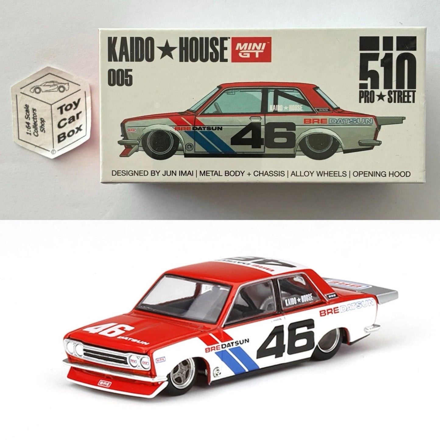 Mini GT Kaido House - Datsun 510 Pro Street (#005 BRE Datsun - 1/64) T37g