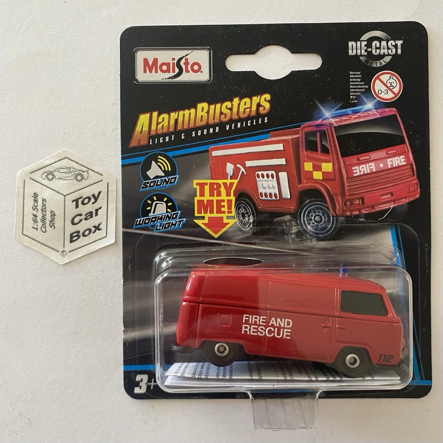 MAISTO 1:64 Alarm Busters - VW T2 Panel Van (Fire & Rescue- Lights & Sounds) C30