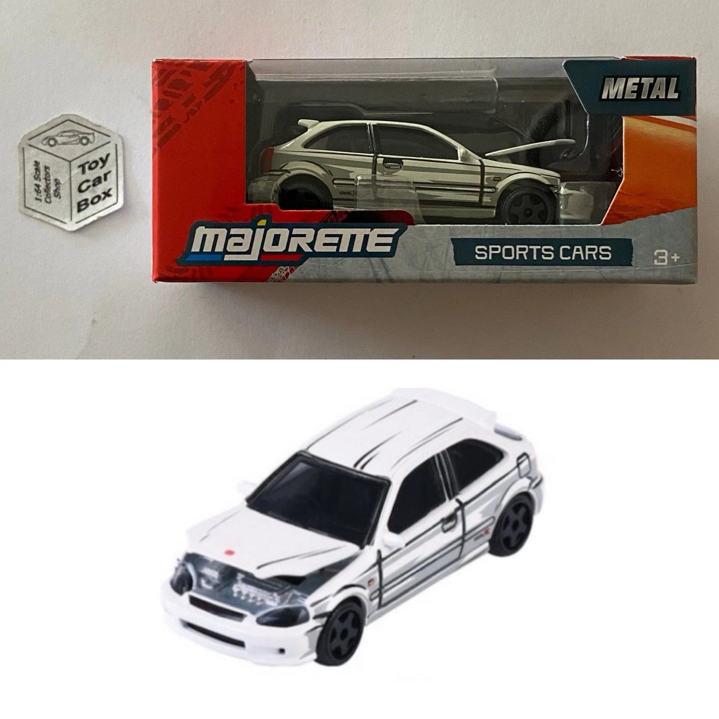 MAJORETTE - Honda Civic EK9 Type R (White - Sports Cars Box) 1/64 Scale* - E38