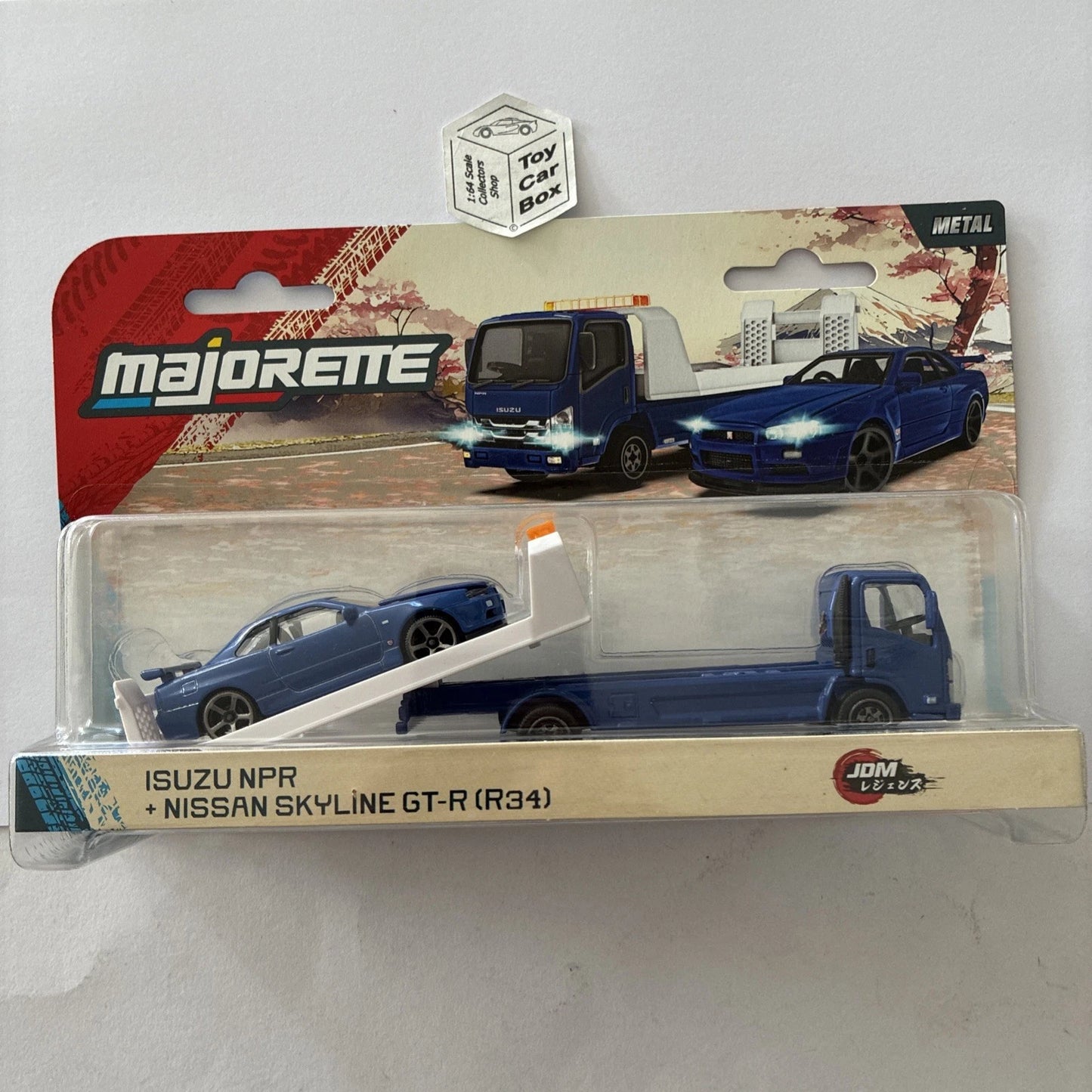 MAJORETTE JDM Transporter - Nissan Skyline GT-R R34 & Isuzu NPR (Blue 1/64*) P73