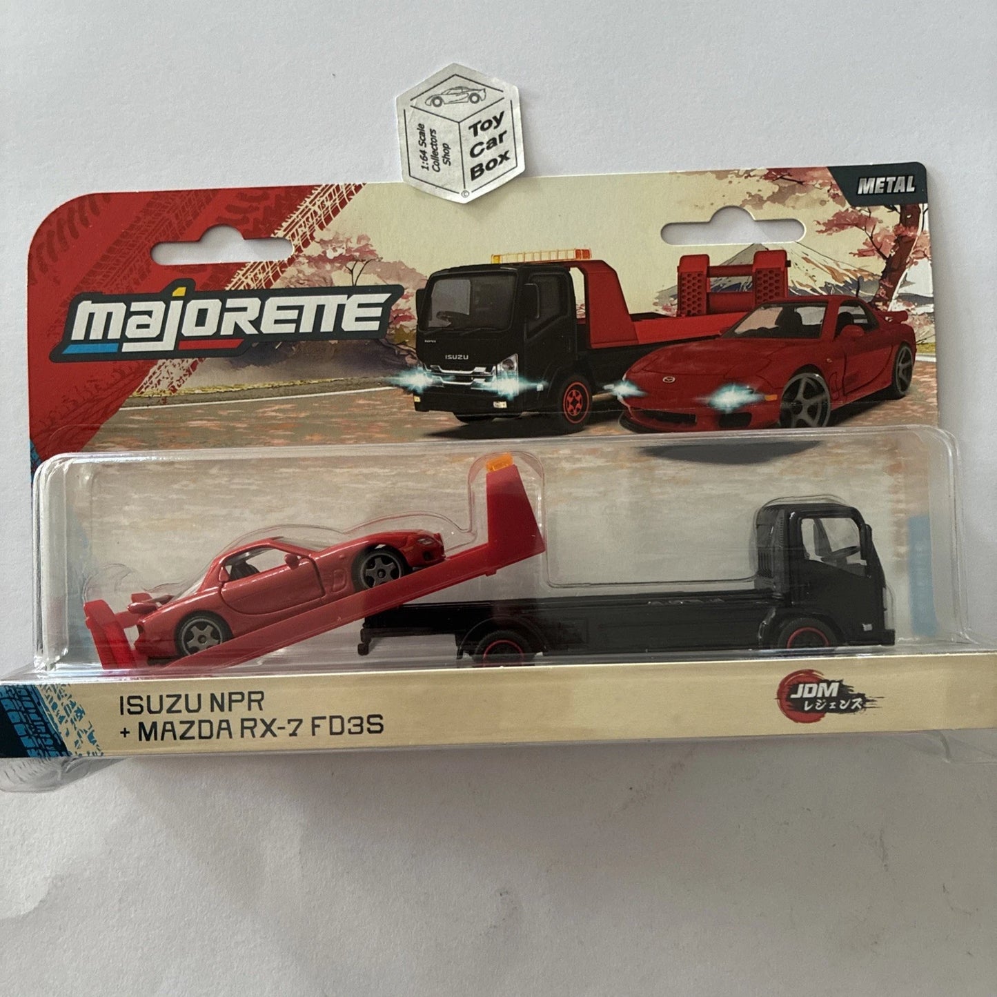 MAJORETTE JDM Transporter - Mazda RX-7 FD3S & Isuzu NPR (Red - 1/64 Scale*) P73