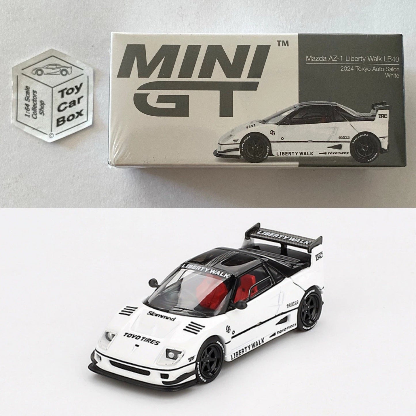 Mini GT #953 - Mazda AZ-1 Liberty Walk LB40 (White 2024 Tokyo Show - 1/64) N38g