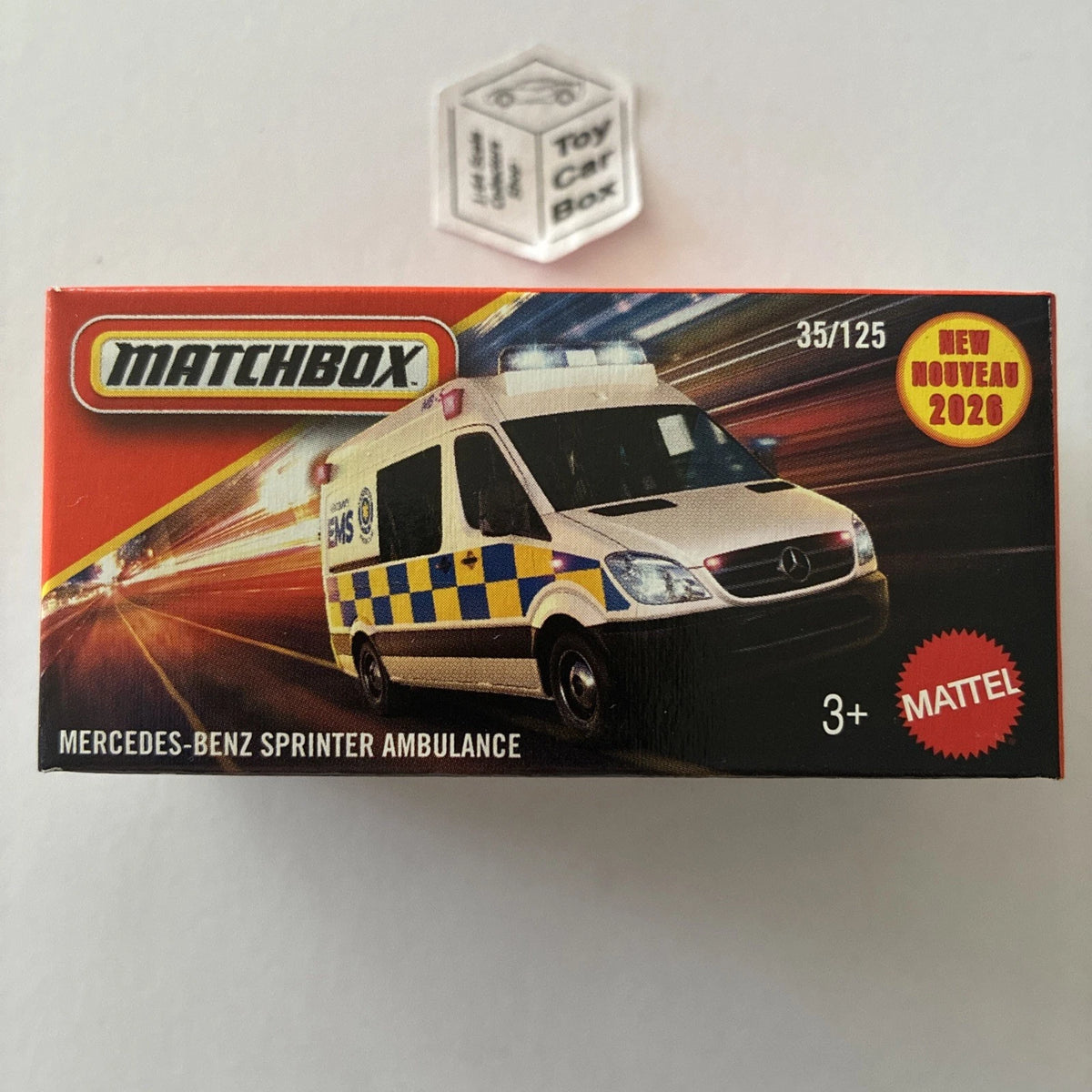 2026 MATCHBOX #35 - Mercedes-Benz Sprinter Ambulance (White - Power Grab) B42g