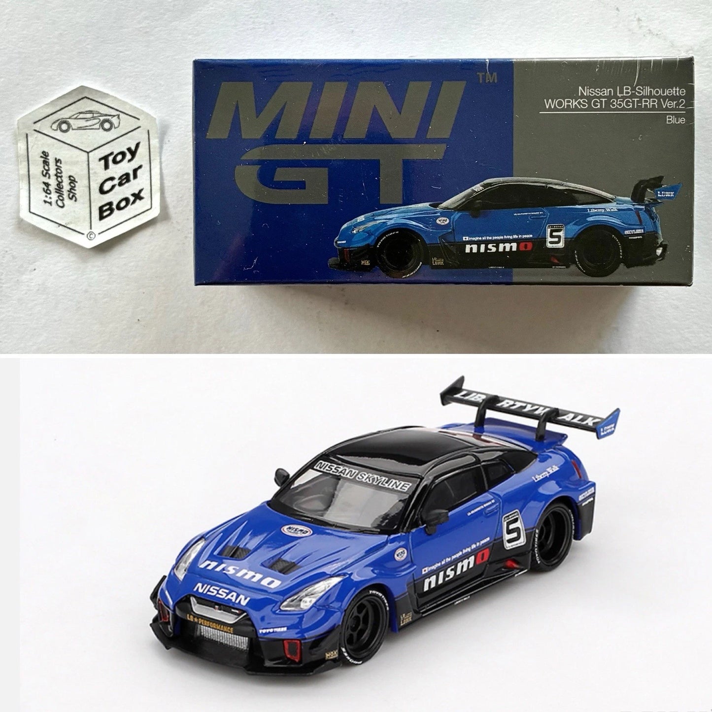 Mini GT #1124 - Nissan LB-Silhouette Works GT 35GT-RR (Blue - 1/64 - Boxed) N50g
