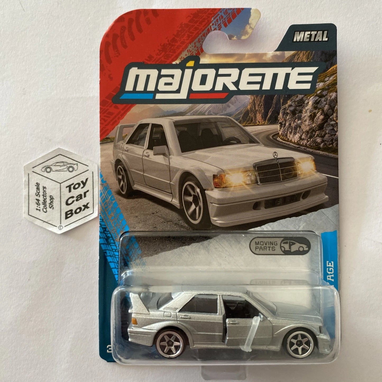 MAJORETTE Mercedes Benz 190E 2.5 Evo II (Silver- Vintage Cars -Opening Doors) E38